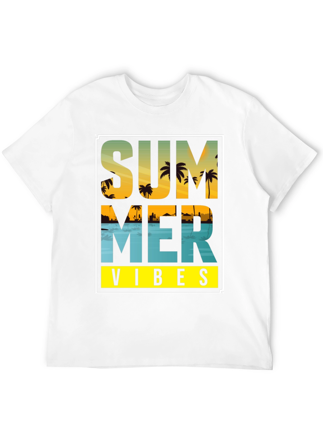 Summer Vibes Graphic T-Shirt - Island Palm Tree Design