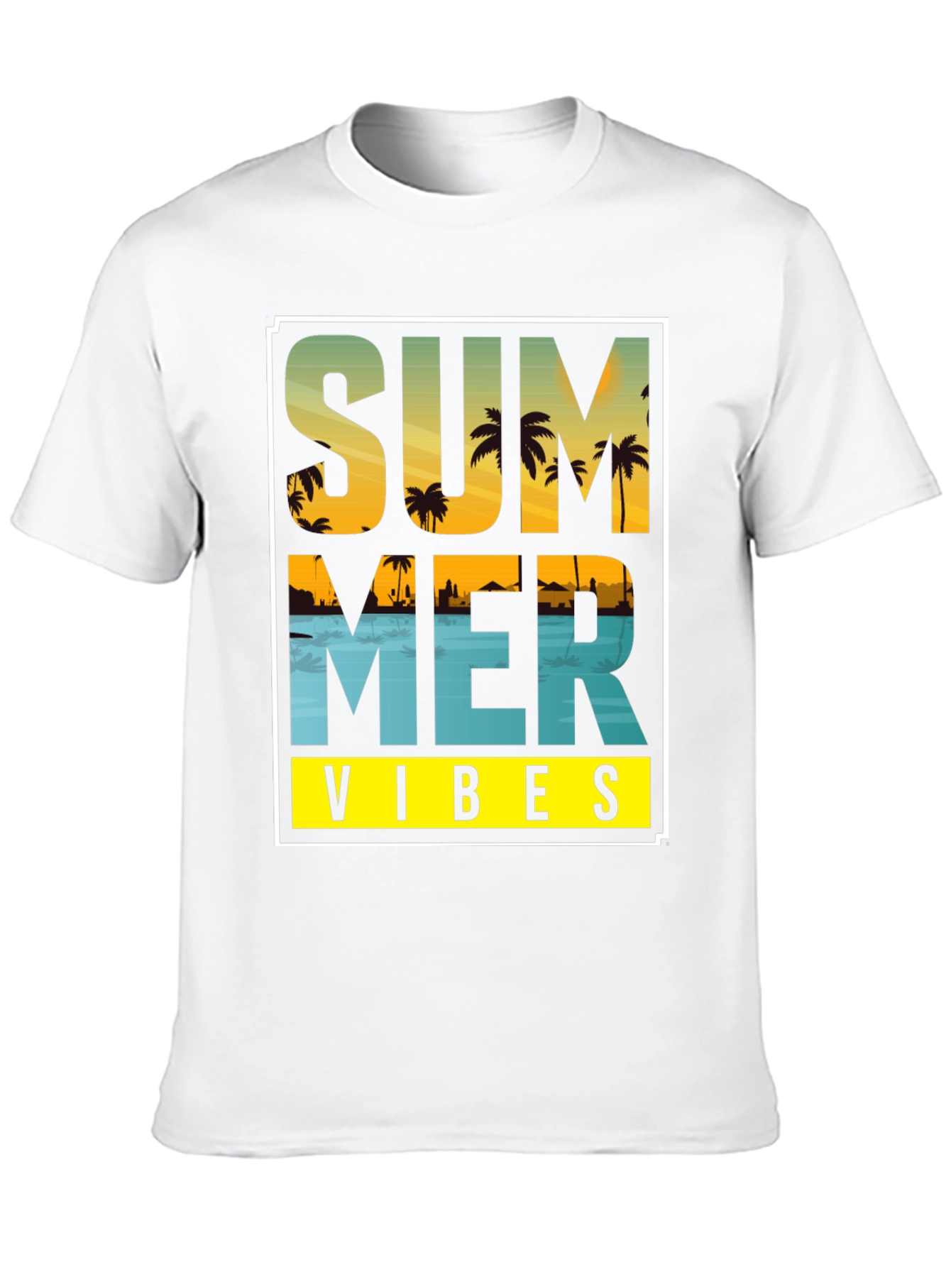 Summer Vibes Graphic T-Shirt - Island Palm Tree Design