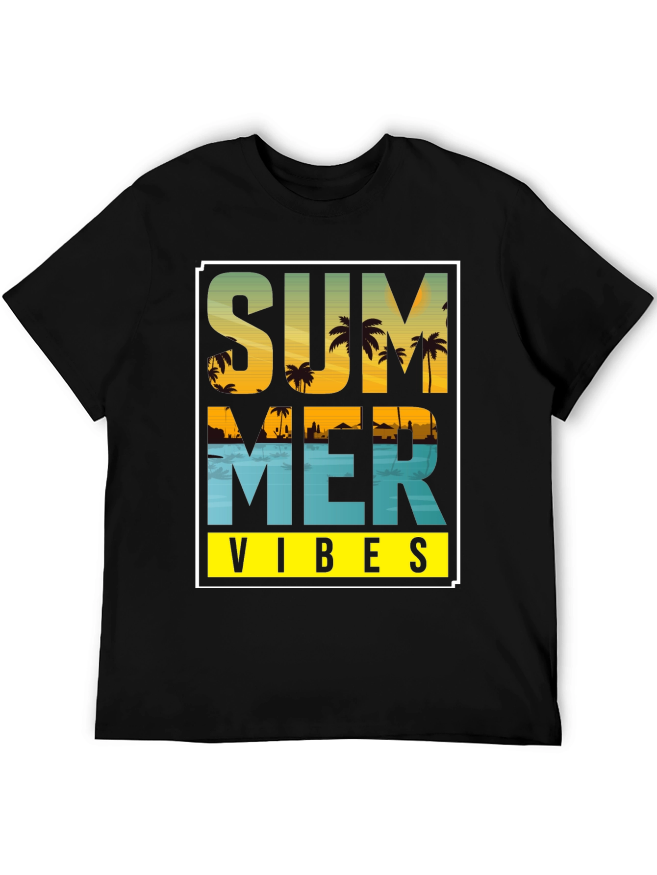 Summer Vibes Graphic T-Shirt - Island Palm Tree Design