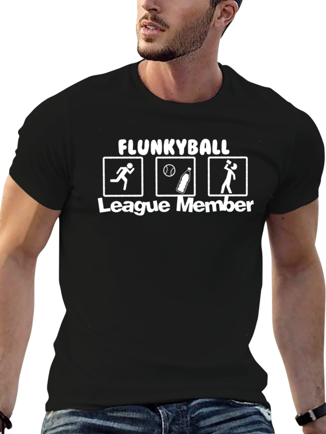 Flunkyball League Member Black Graphic T-Shirt