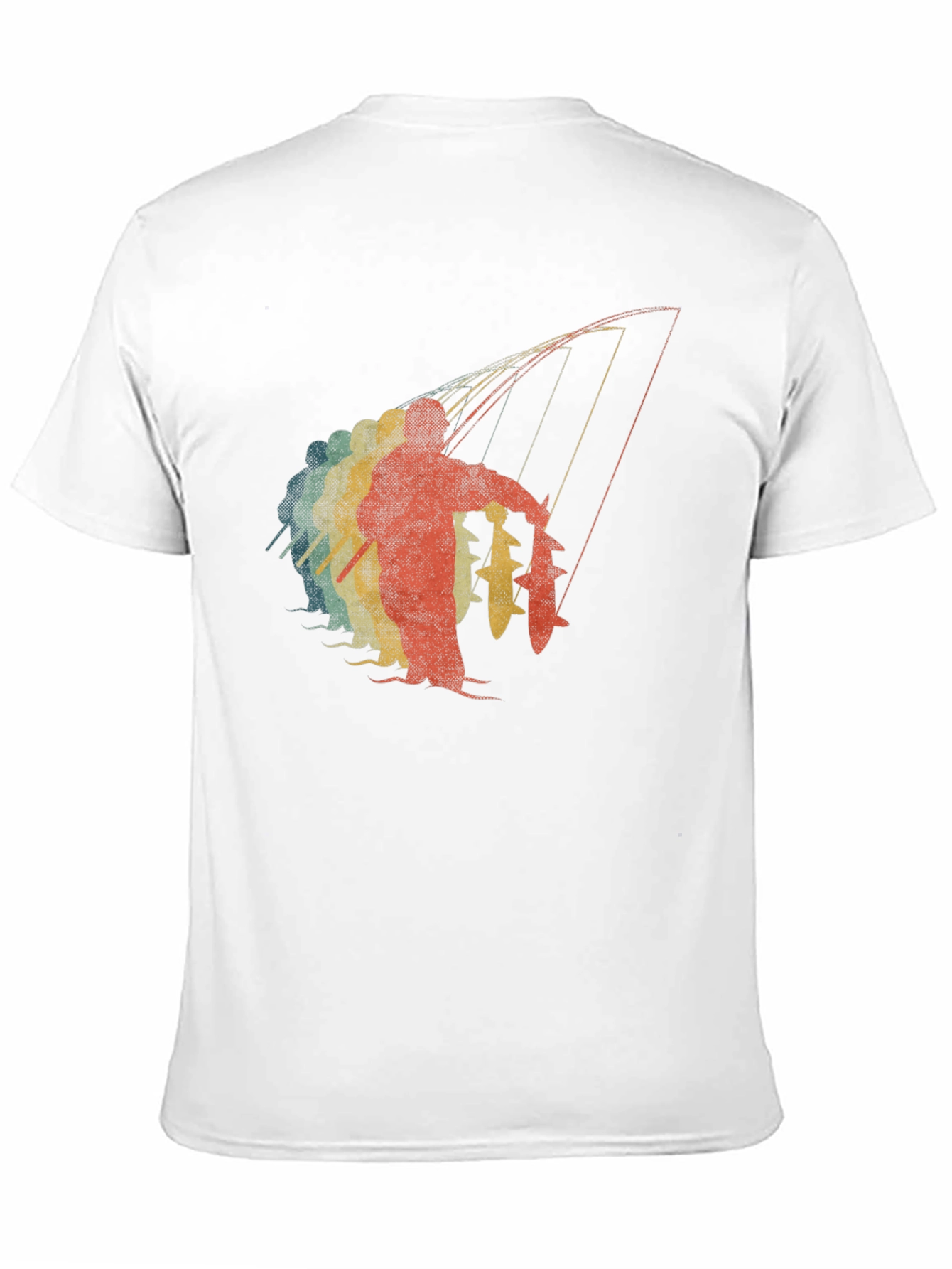 Retro Fisherman Graphic Tee - Black Cotton T-Shirt