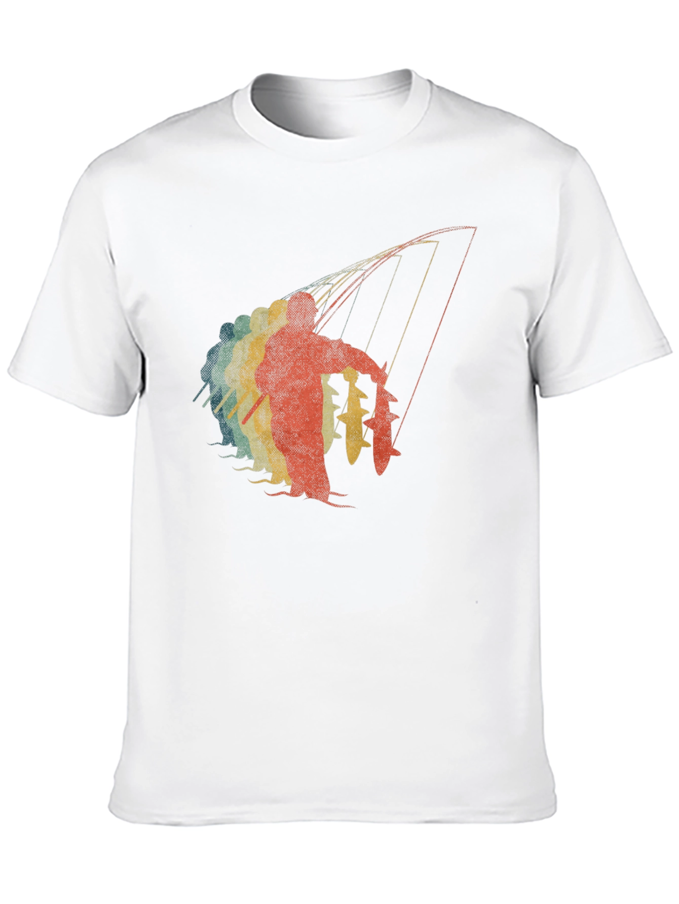 Retro Fisherman Graphic Tee - Black Cotton T-Shirt
