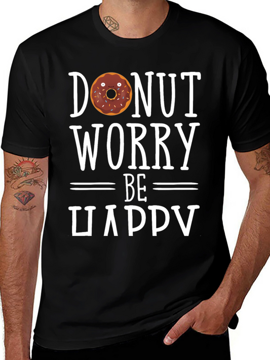 Donut Worry Be Happy Black T-Shirt