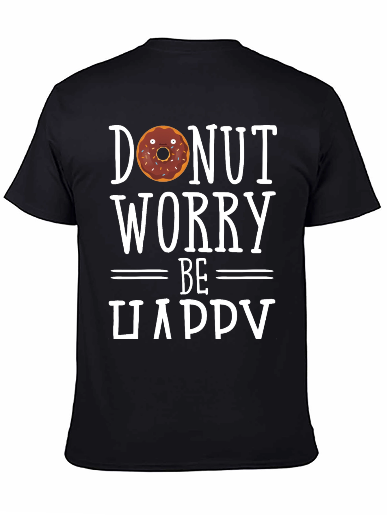 Donut Worry Be Happy Black T-Shirt