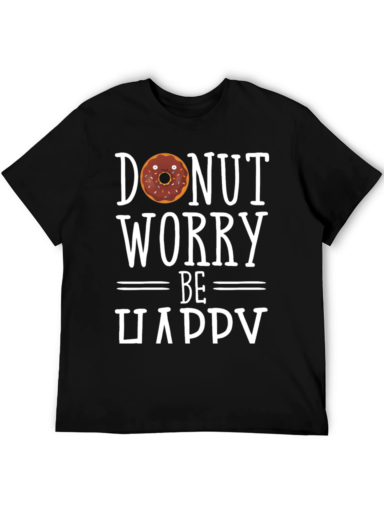 Donut Worry Be Happy Black T-Shirt