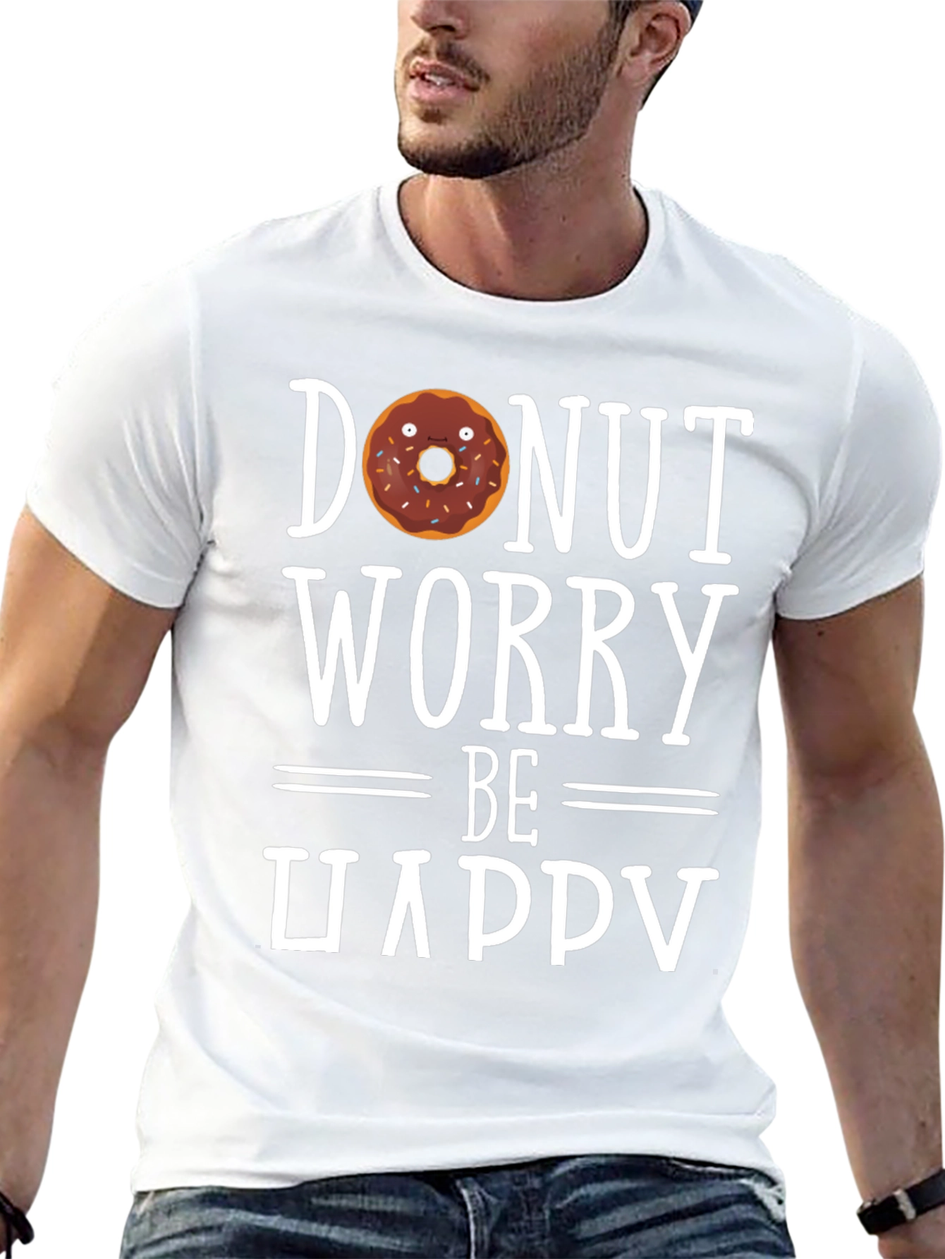 Donut Worry Be Happy Black T-Shirt