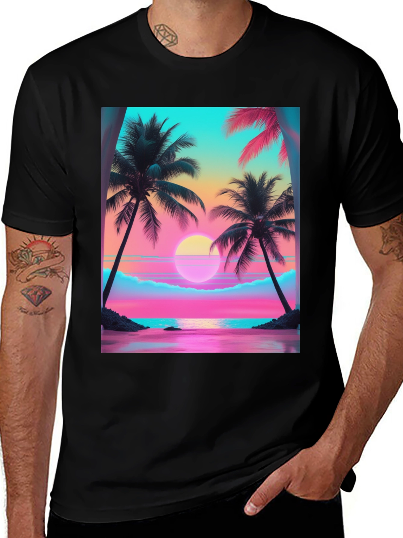 Sunset Palm Tree Graphic Tee
