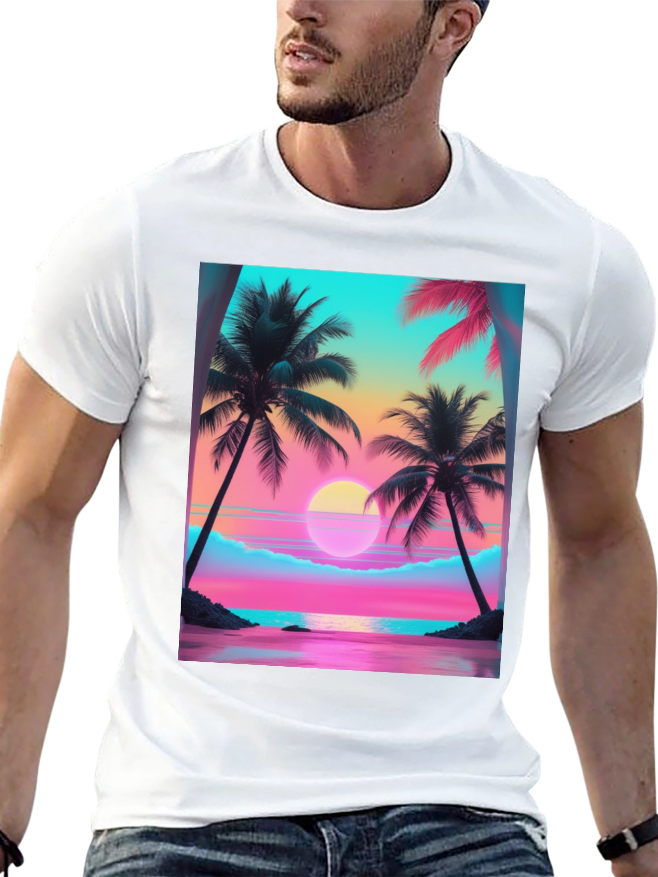 Sunset Palm Tree Graphic Tee