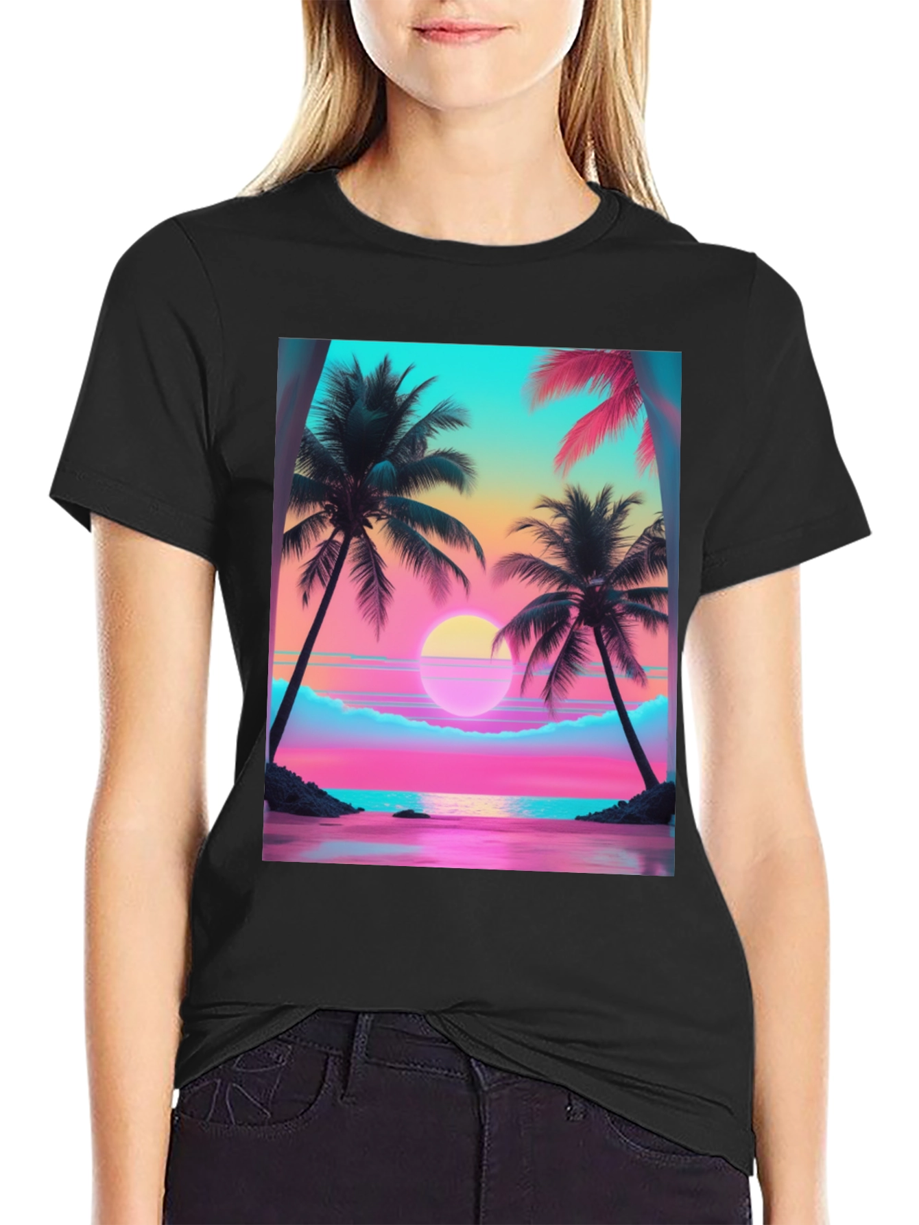 Sunset Palm Tree Graphic Tee