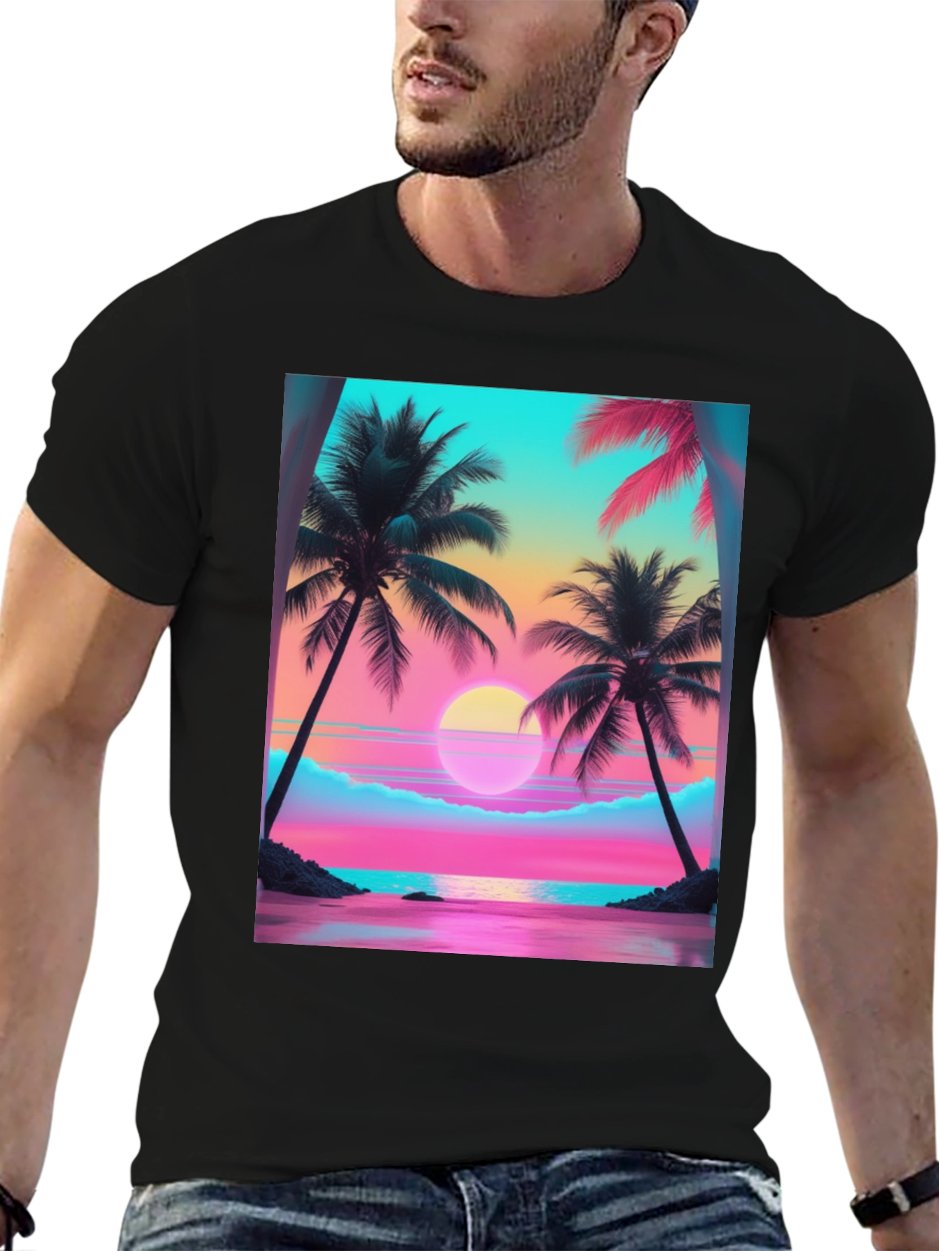 Sunset Palm Tree Graphic Tee
