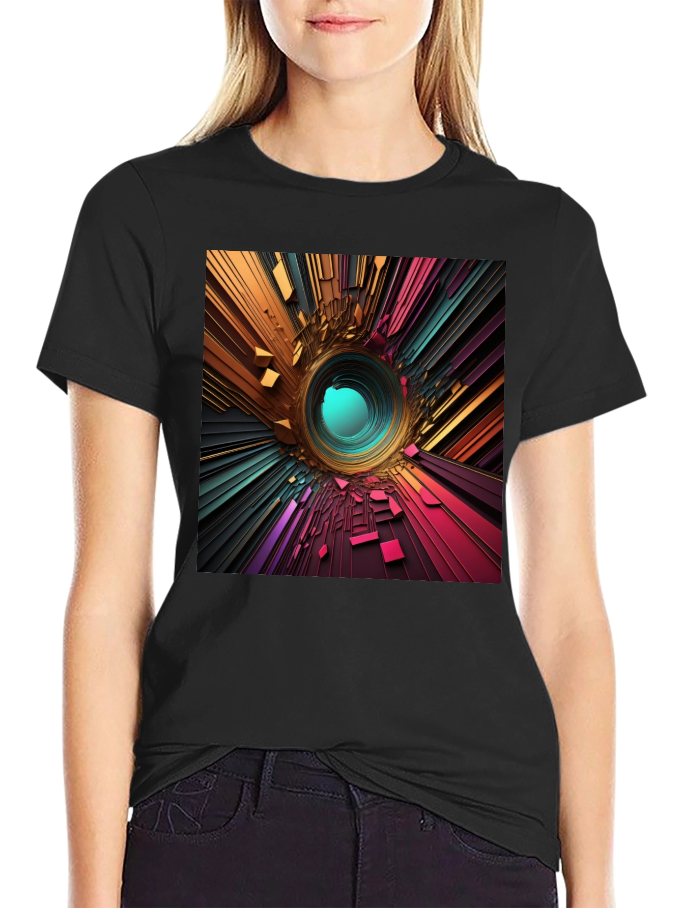 Abstract Portal Graphic Tee - Modern Style