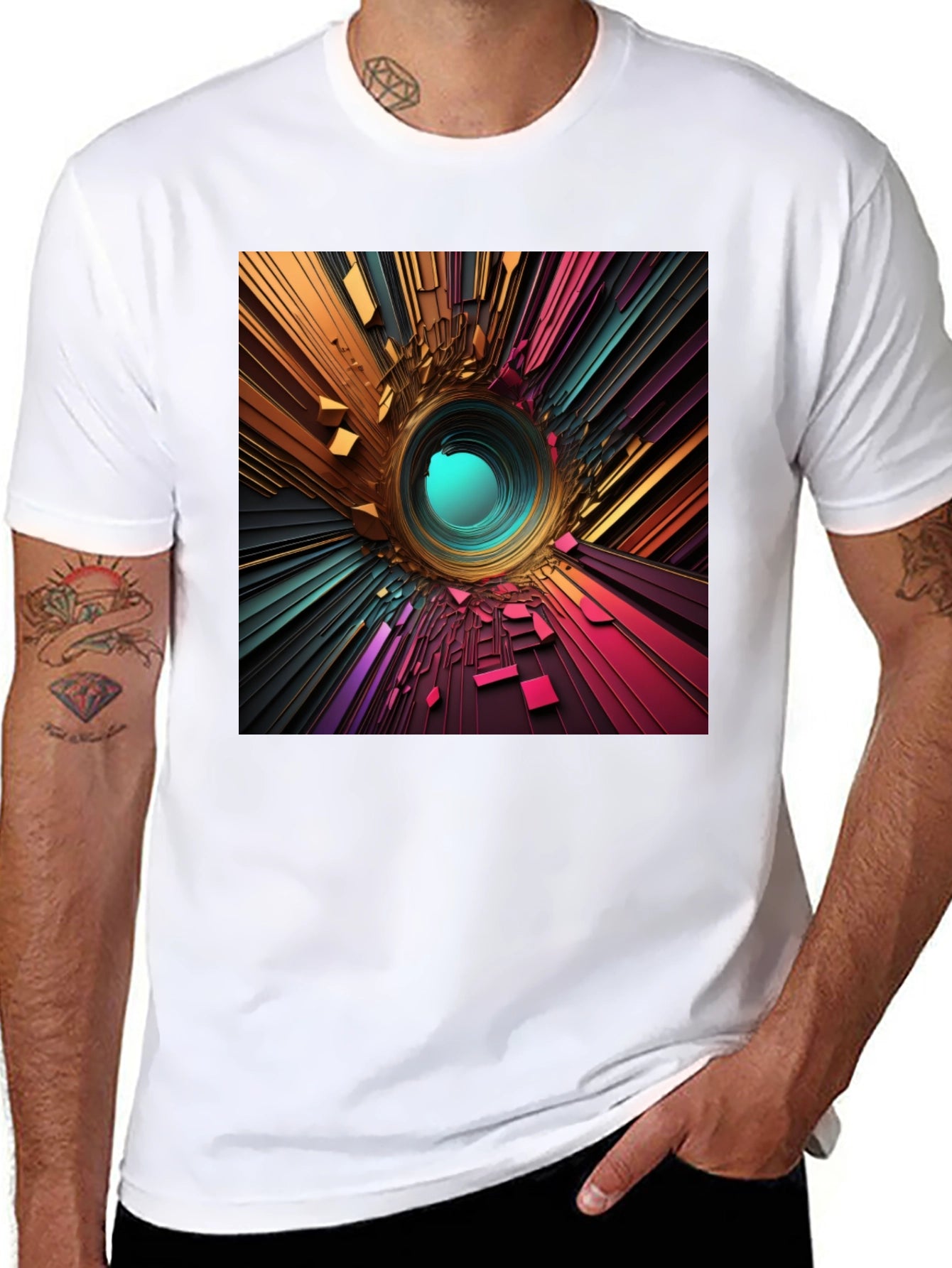 Abstract Portal Graphic Tee - Modern Style