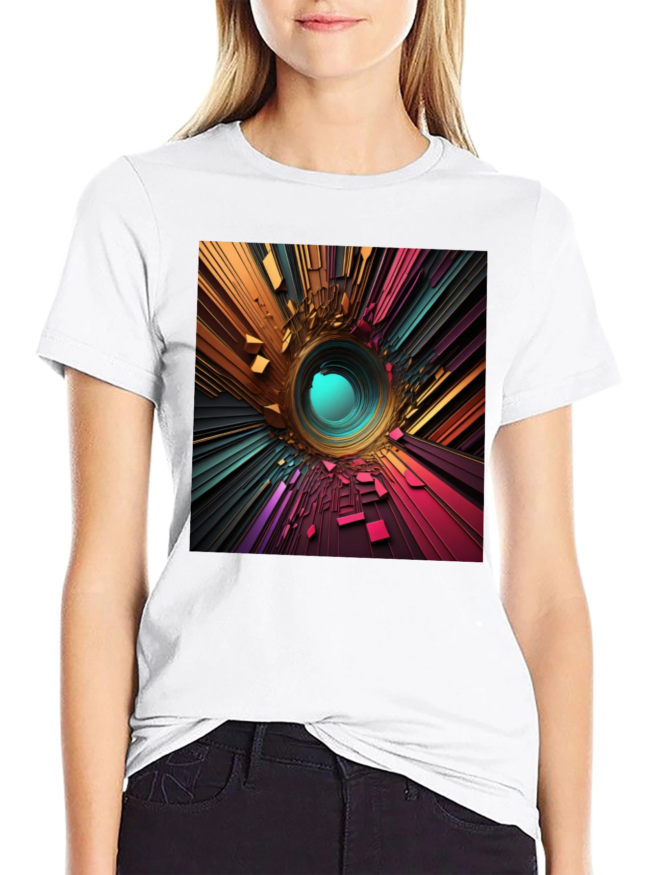 Abstract Portal Graphic Tee - Modern Style