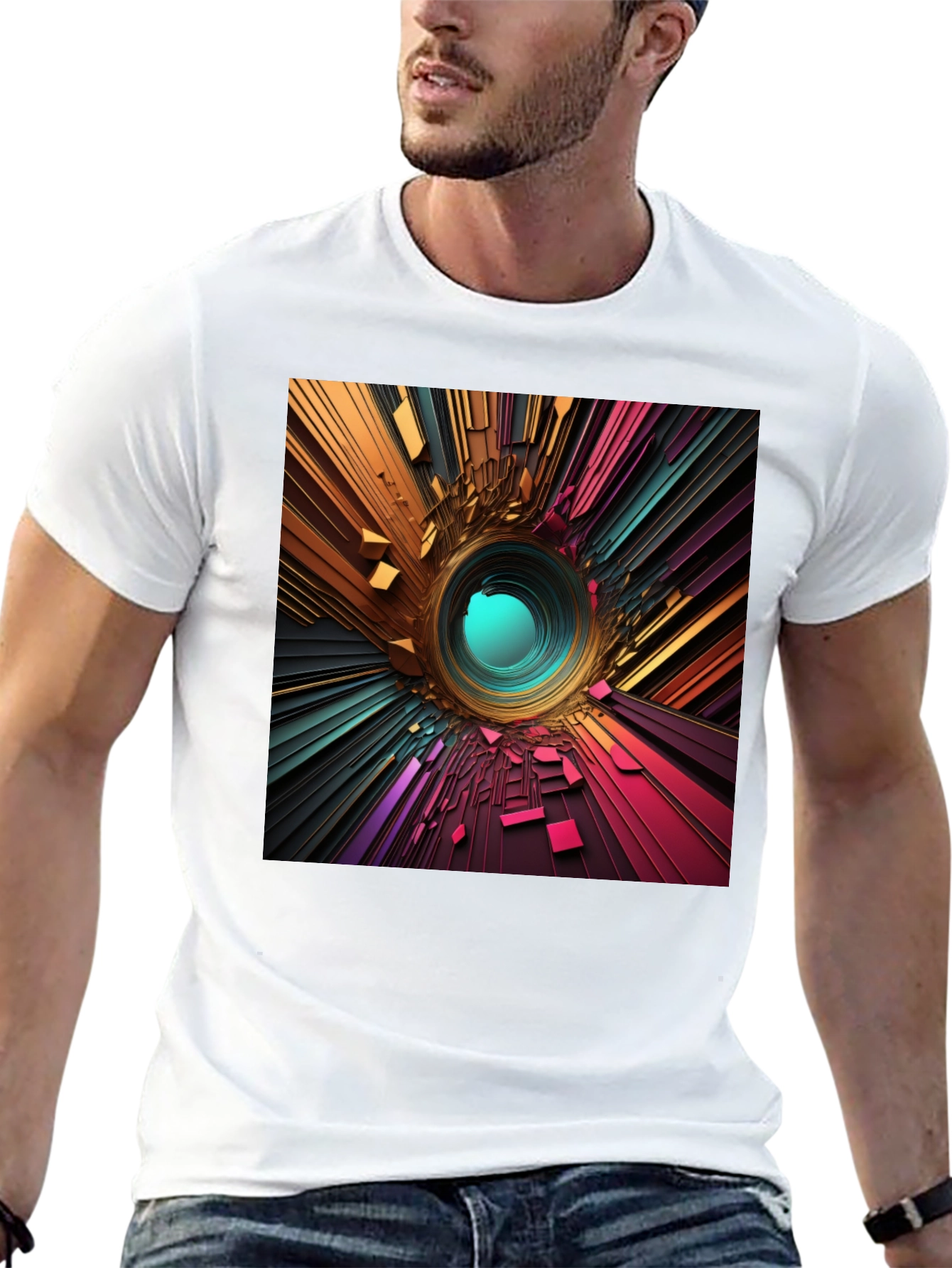 Abstract Portal Graphic Tee - Modern Style