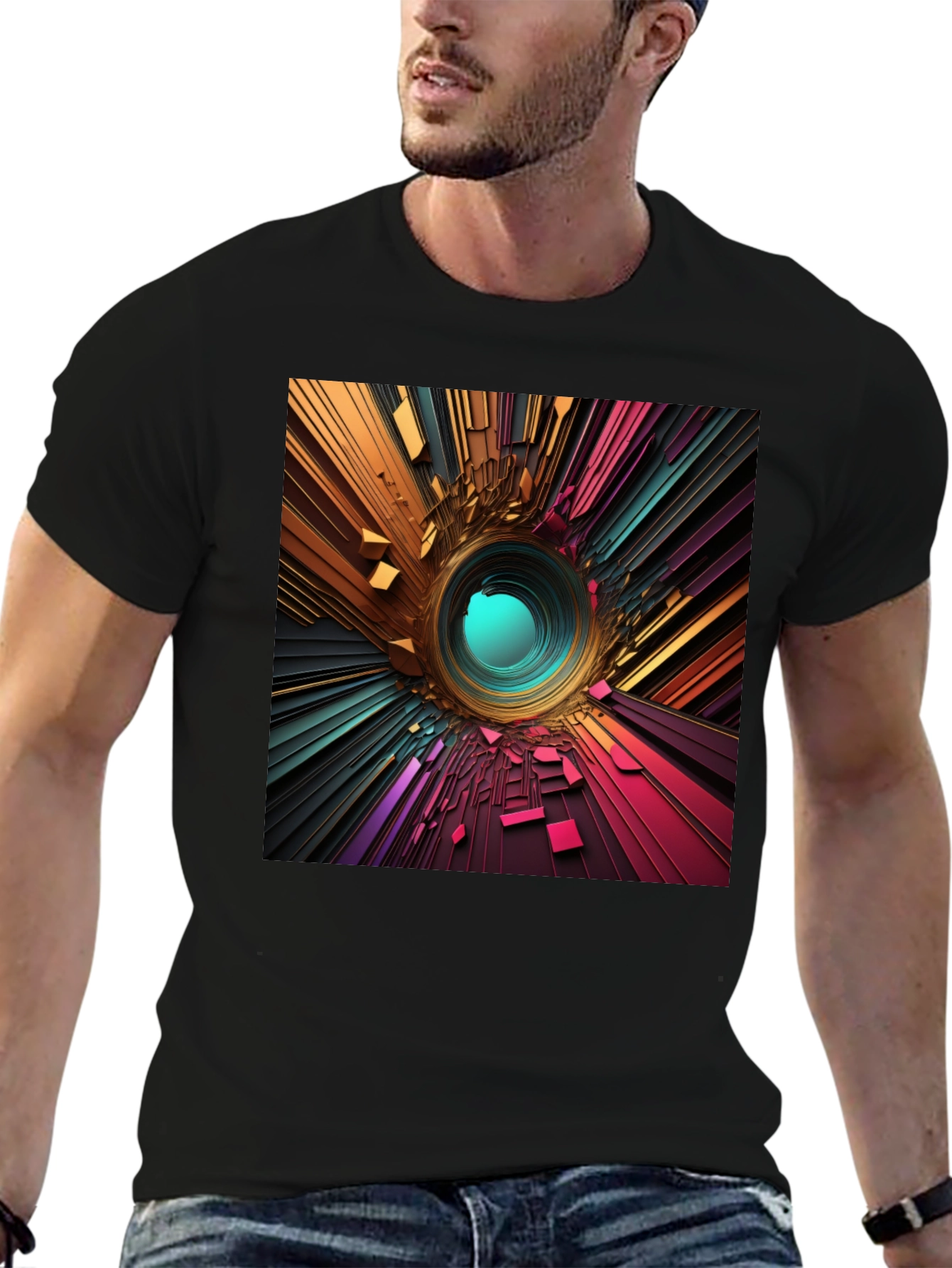 Abstract Portal Graphic Tee - Modern Style