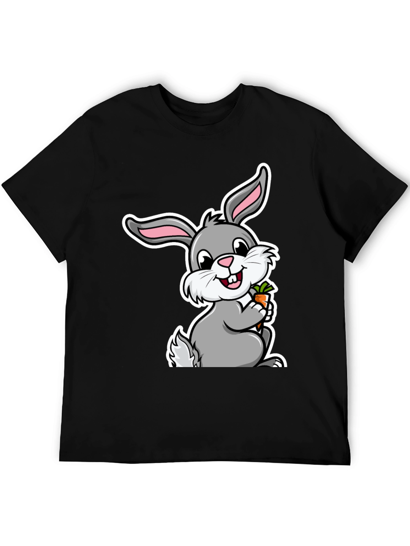 Cute Bunny Graphic Tee - Soft Cotton Black T-Shirt