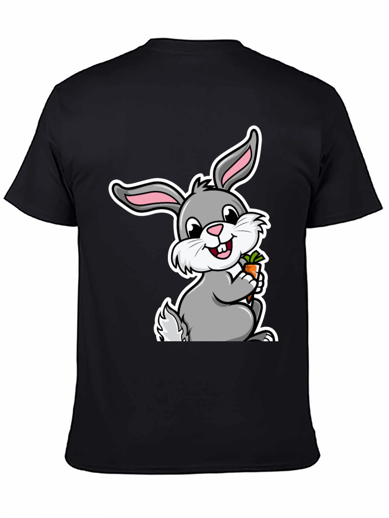 Cute Bunny Graphic Tee - Soft Cotton Black T-Shirt