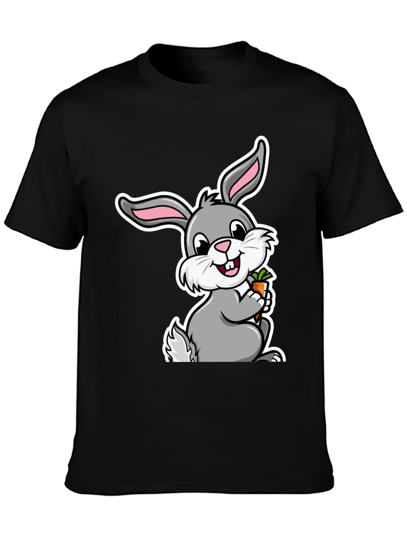 Cute Bunny Graphic Tee - Soft Cotton Black T-Shirt
