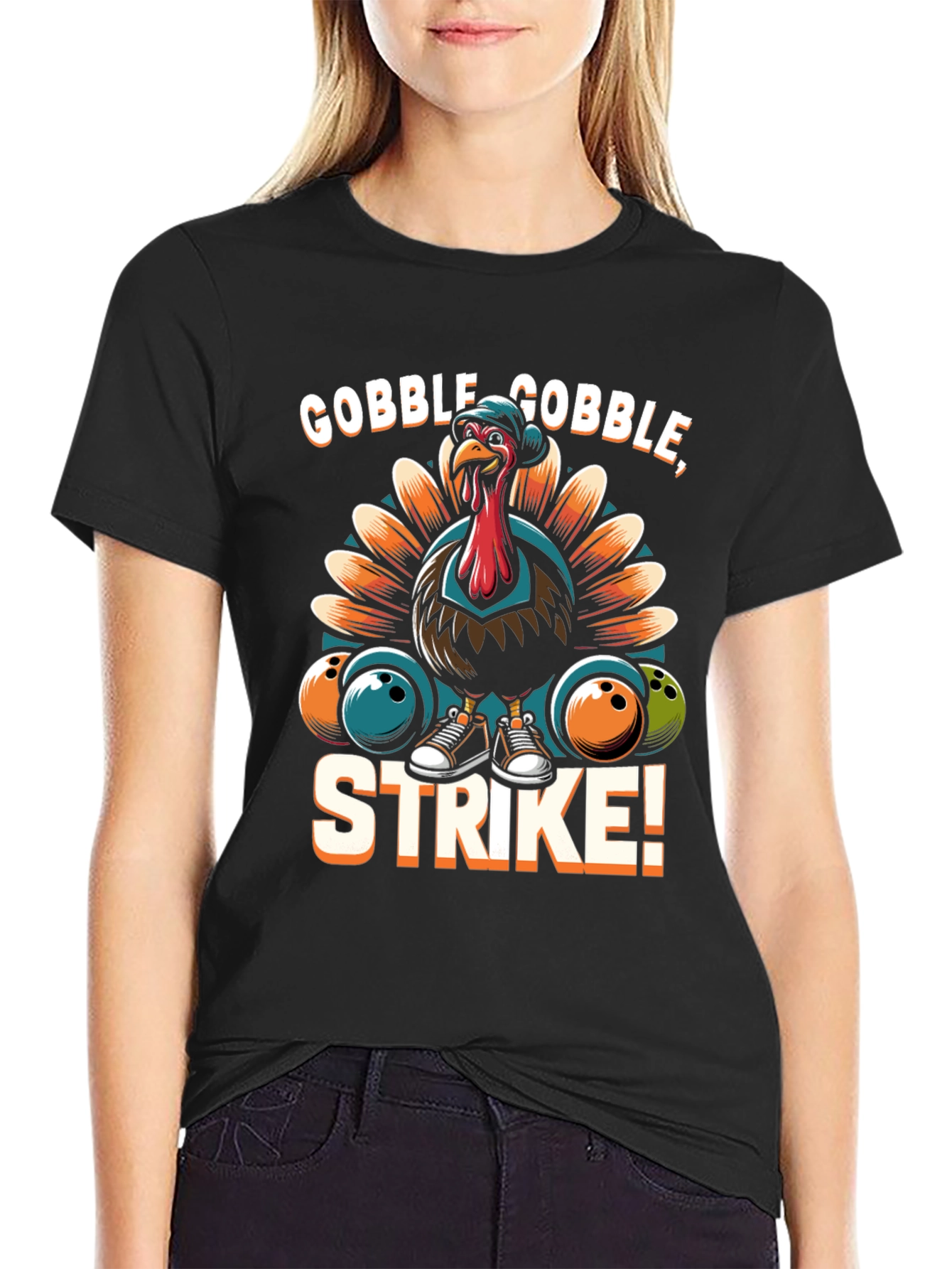 Gobble Gobble Strike Bowling Turkey T-Shirt