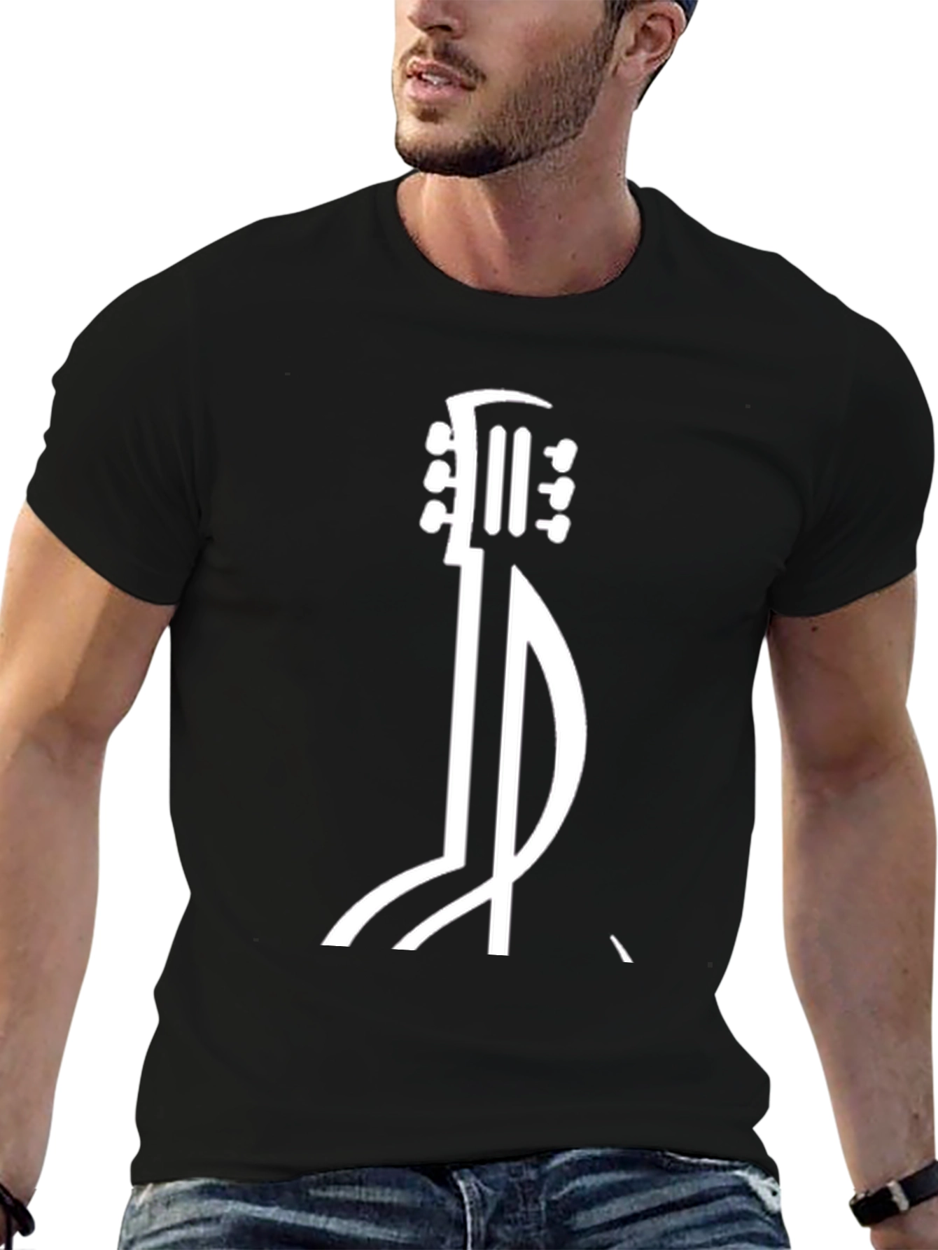 Guitar Music Note Graphic T-Shirt - Cool Musician Tee