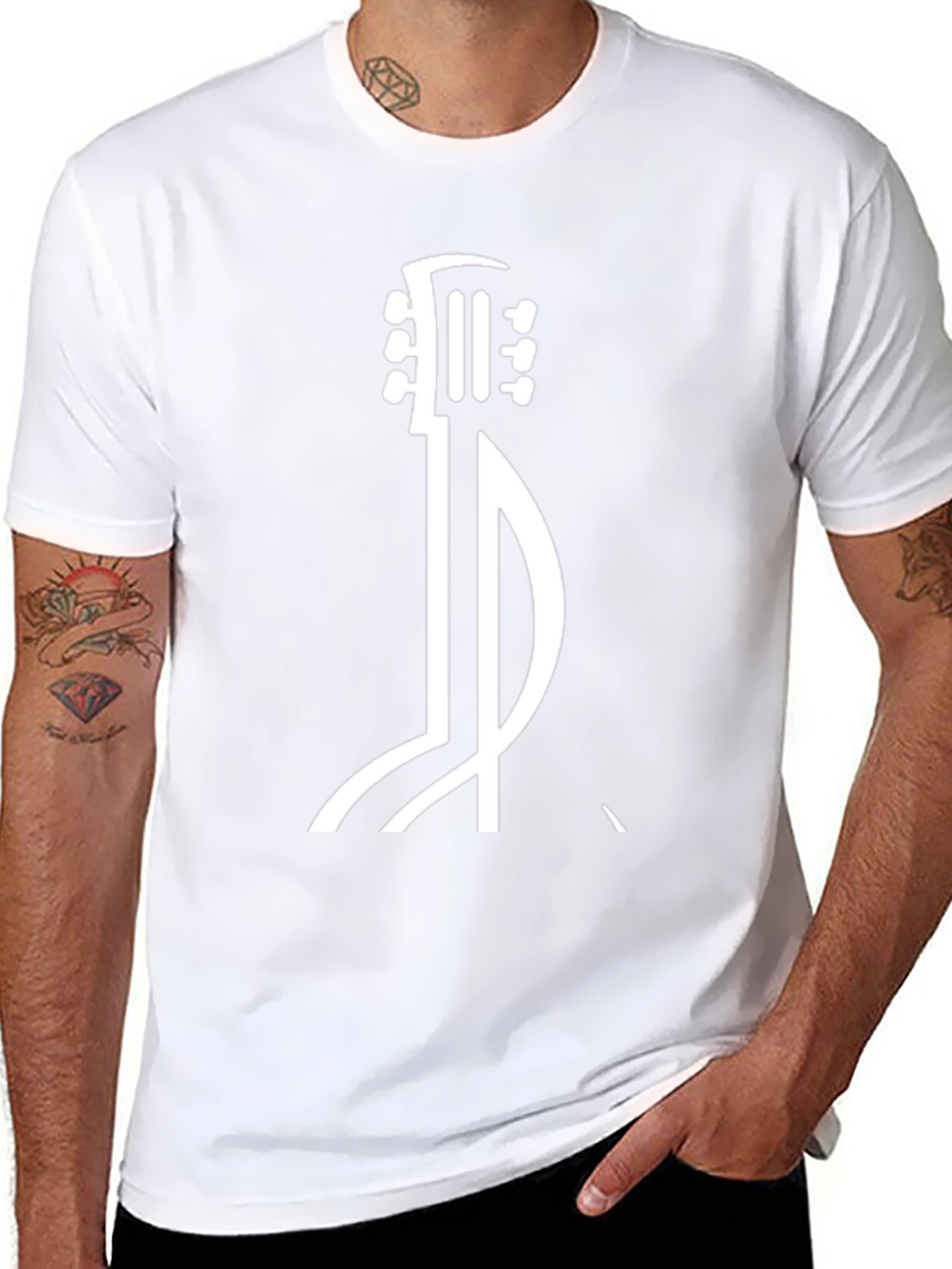 Guitar Music Note Graphic T-Shirt - Cool Musician Tee