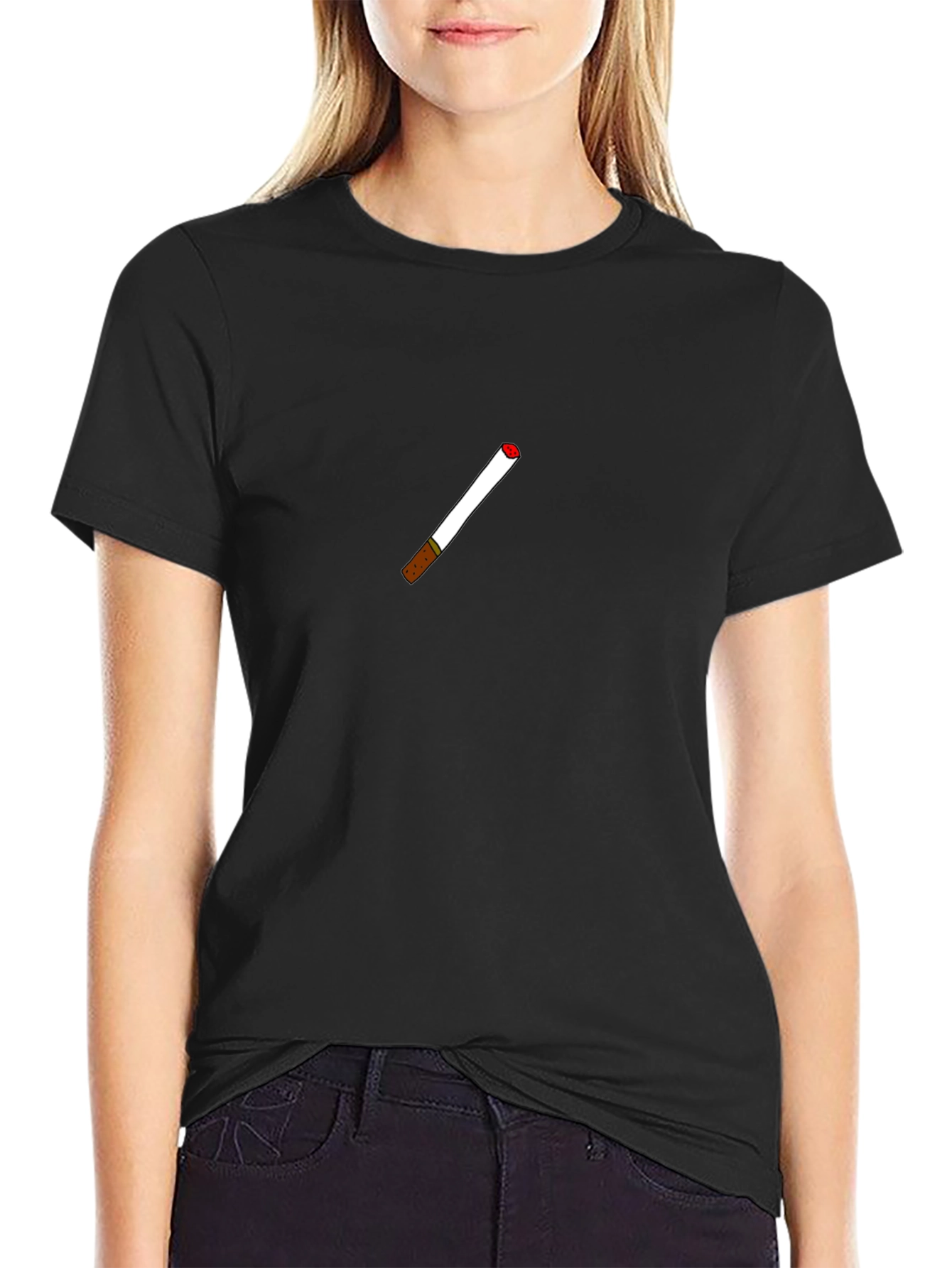 Cool Black T-Shirt with Cigarette Graphic
