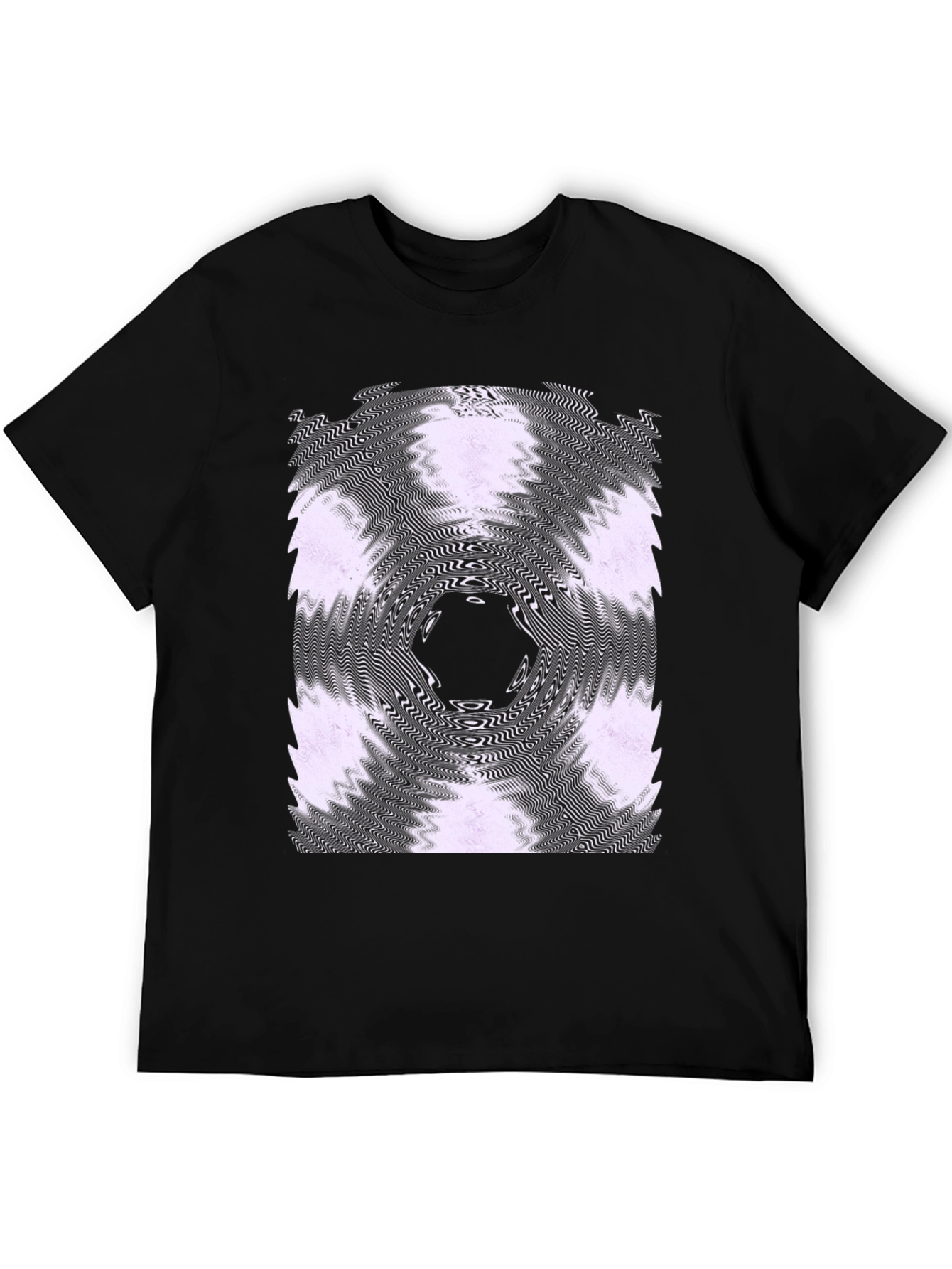 Abstract Vortex Graphic Tee - Black Cotton Blend