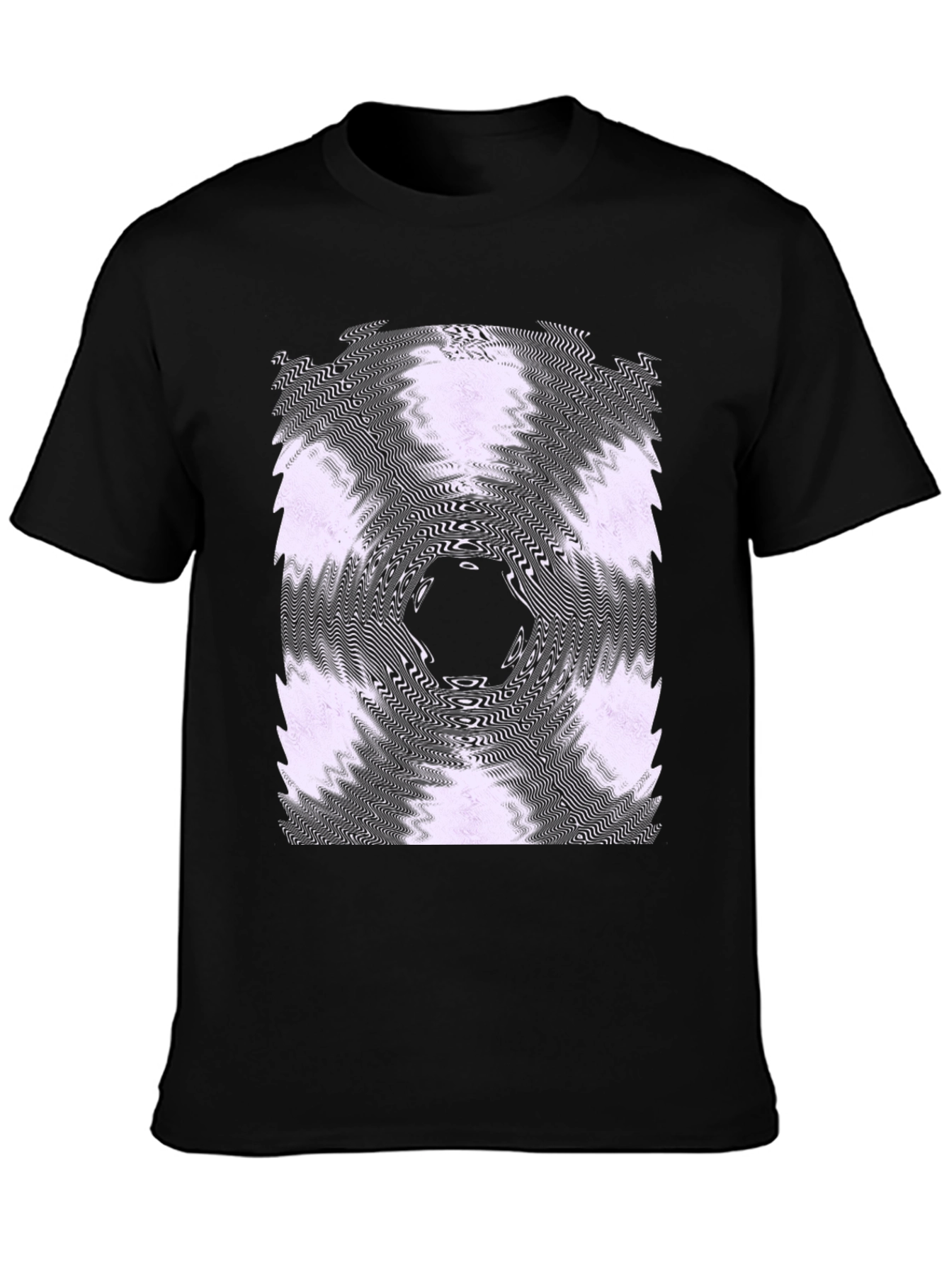 Abstract Vortex Graphic Tee - Black Cotton Blend