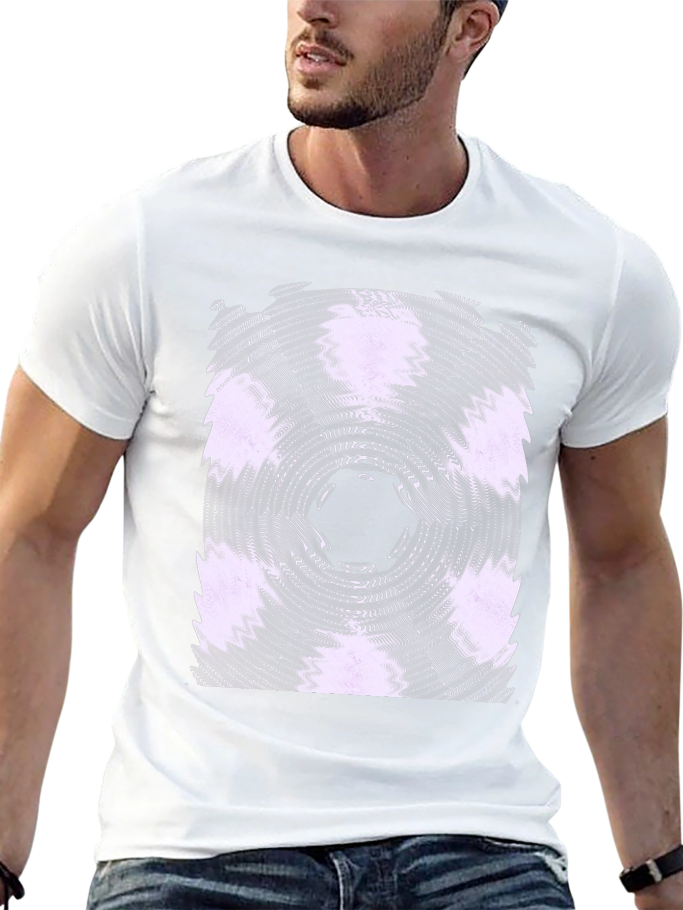 Abstract Vortex Graphic Tee - Black Cotton Blend