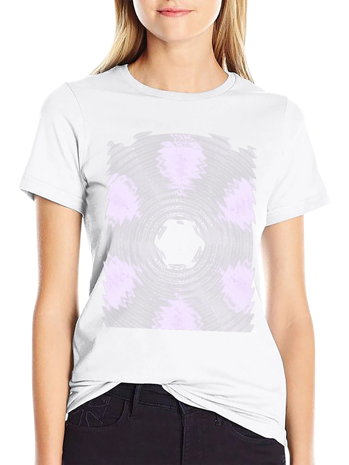 Abstract Vortex Graphic Tee - Black Cotton Blend