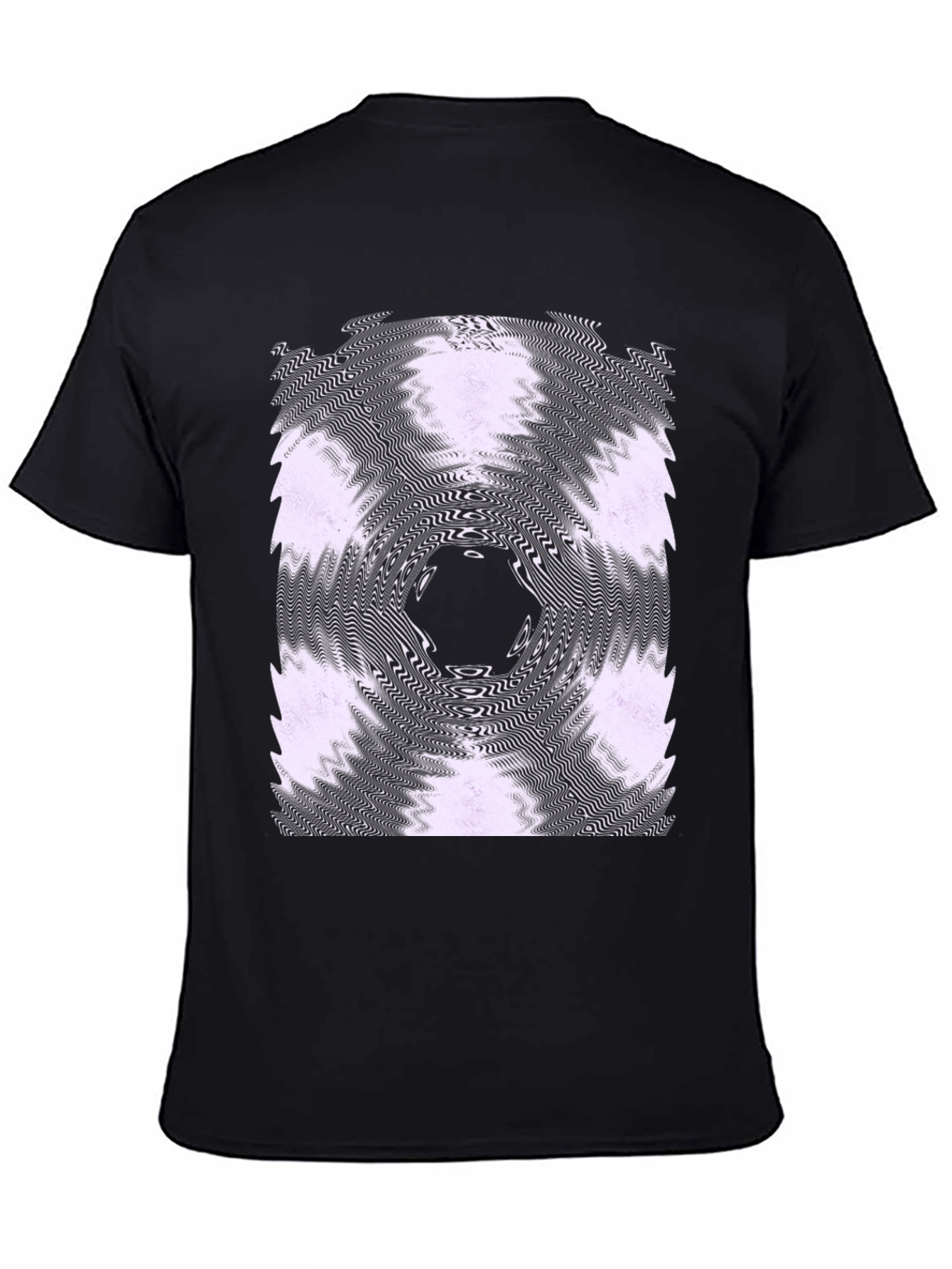 Abstract Vortex Graphic Tee - Black Cotton Blend