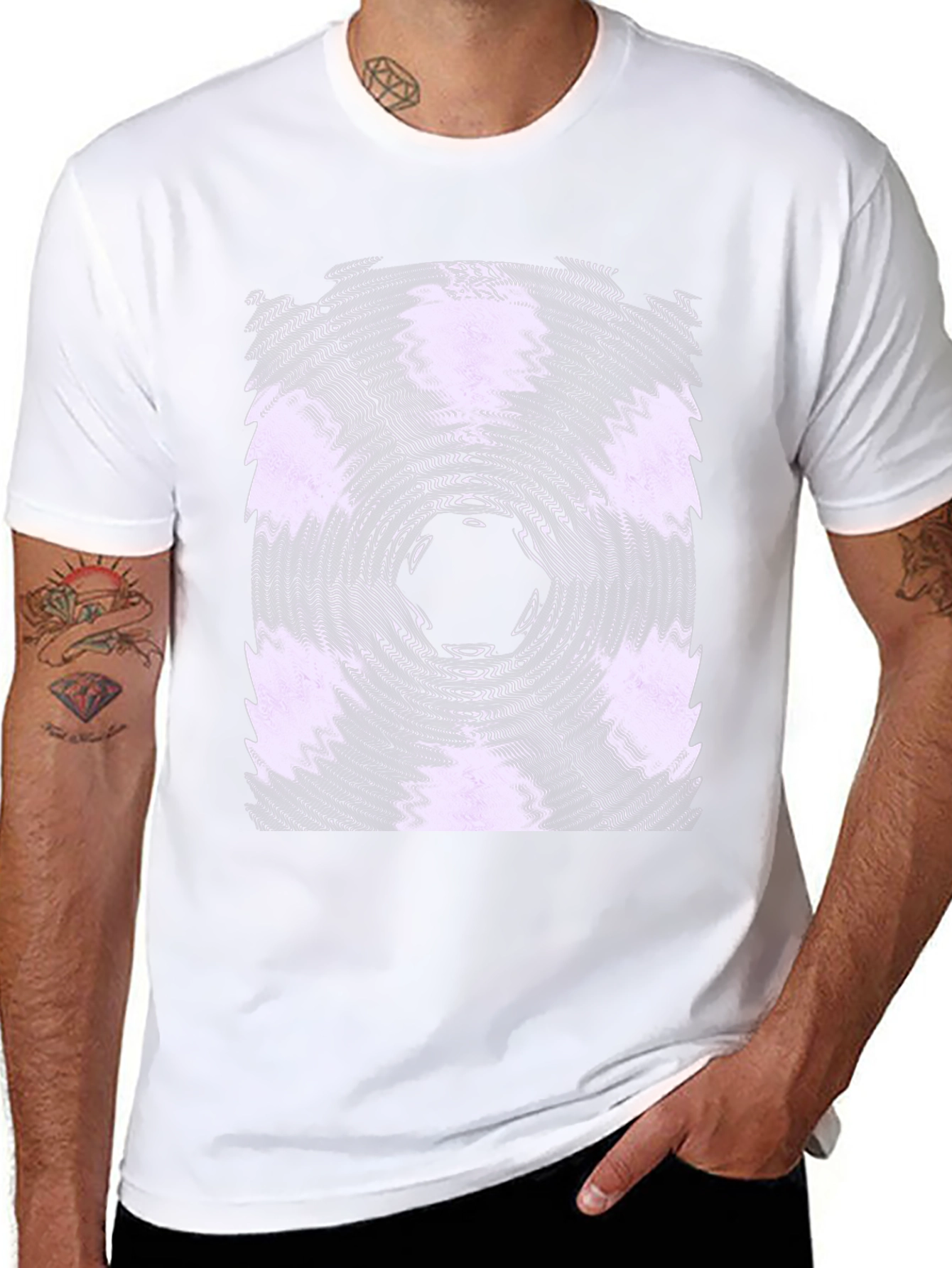 Abstract Vortex Graphic Tee - Black Cotton Blend