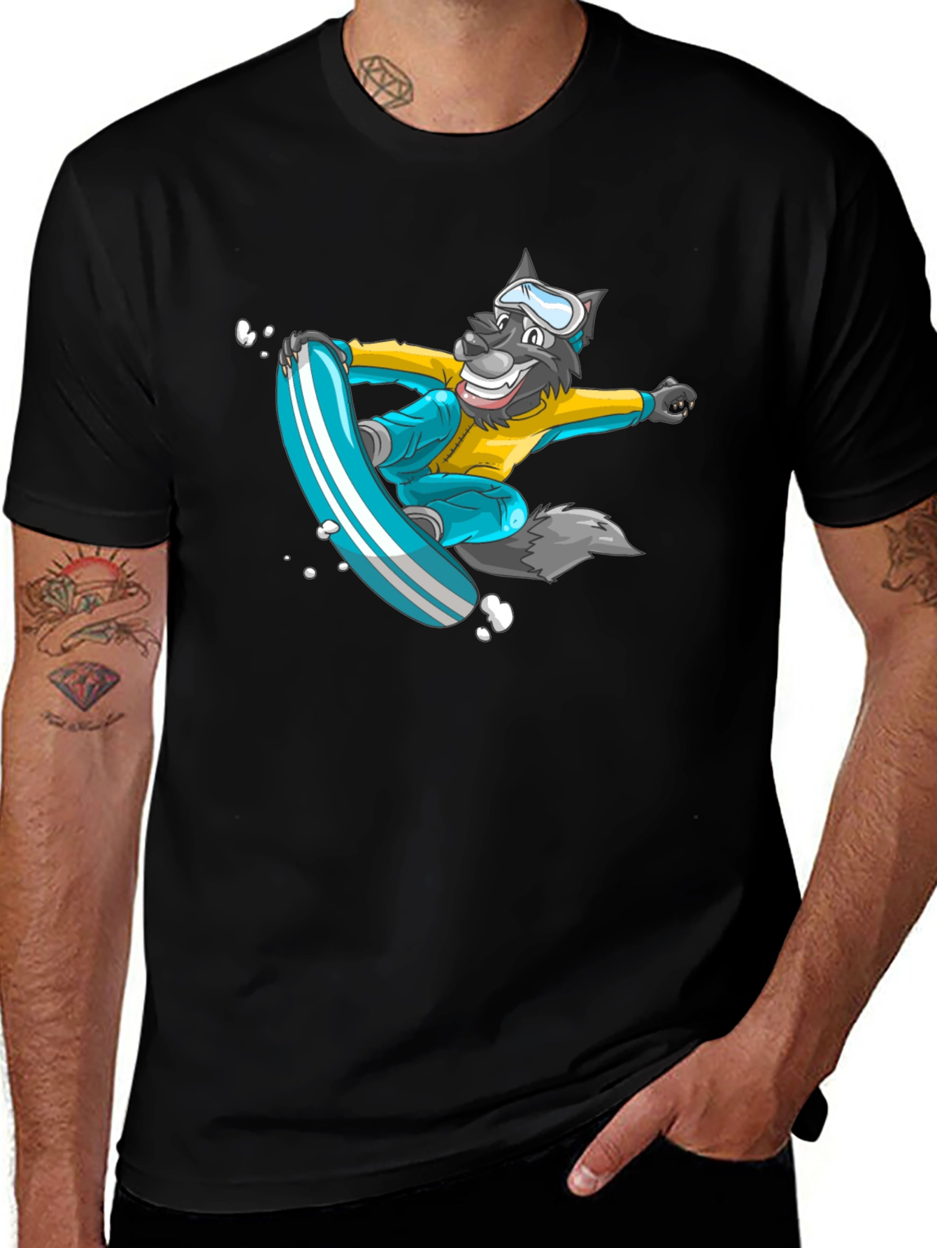 Wolf Snowboarder Graphic Tee - Cool & Unique Design
