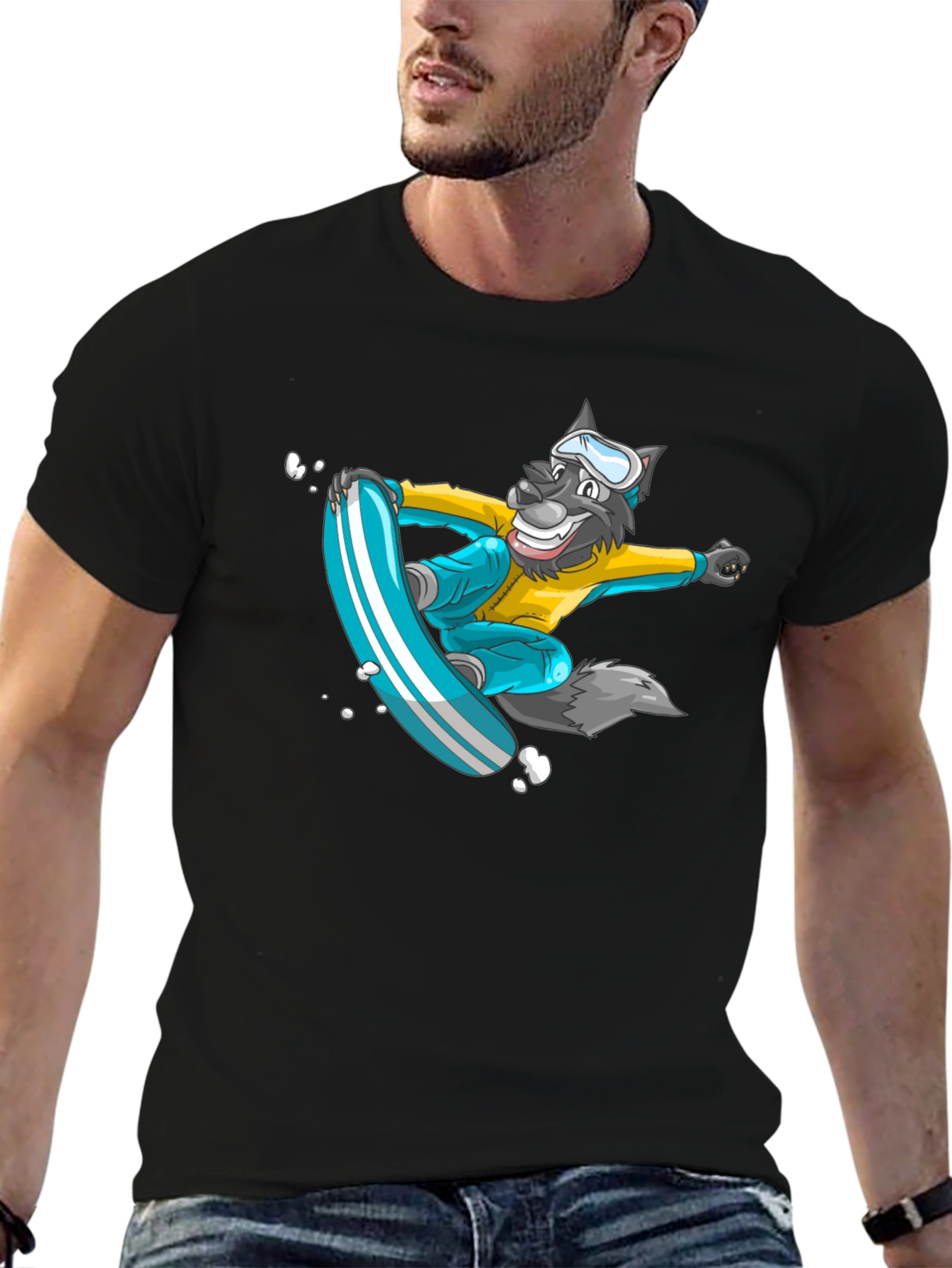 Wolf Snowboarder Graphic Tee - Cool & Unique Design
