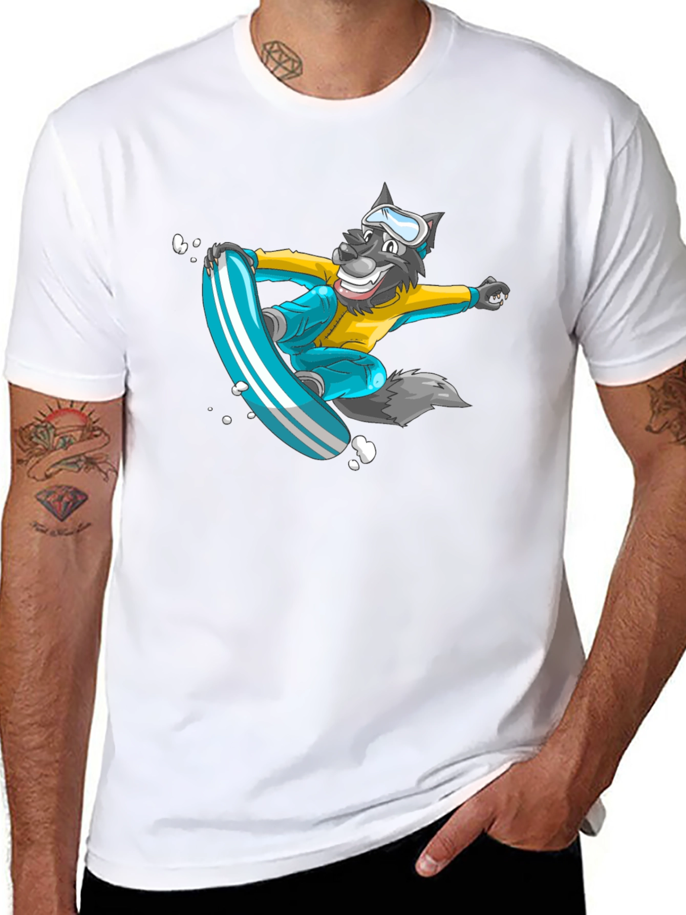 Wolf Snowboarder Graphic Tee - Cool & Unique Design