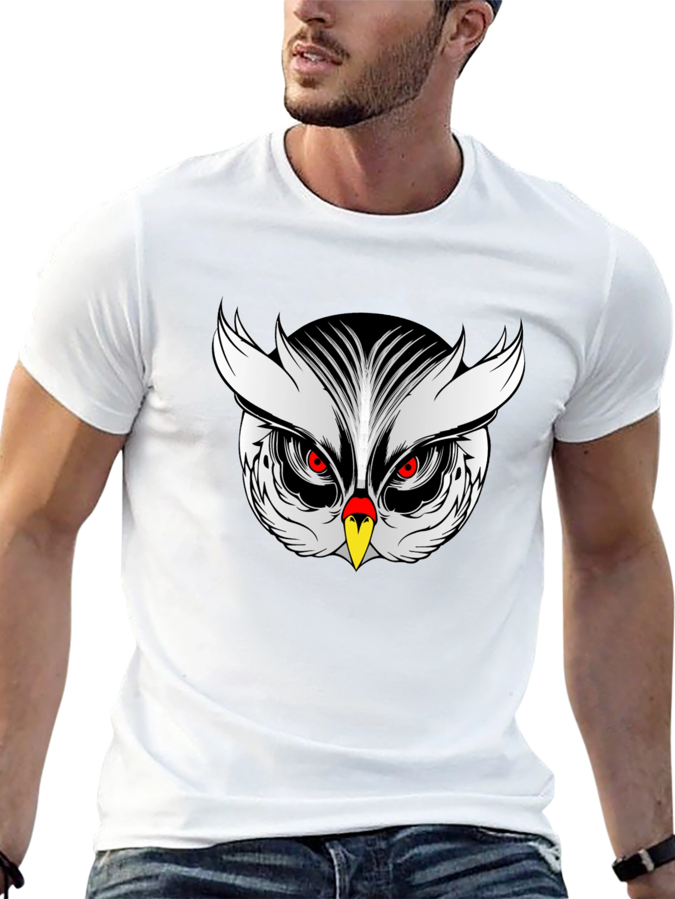 Owl Graphic Print Black T-Shirt
