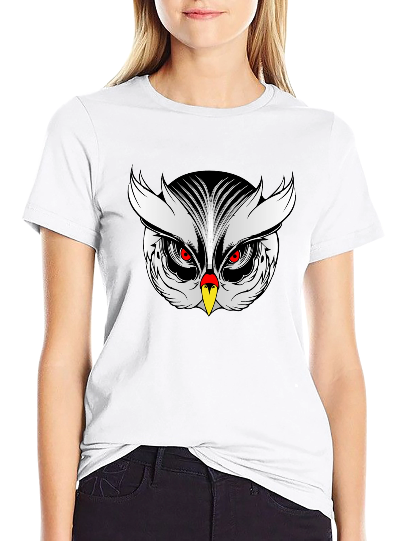 Owl Graphic Print Black T-Shirt