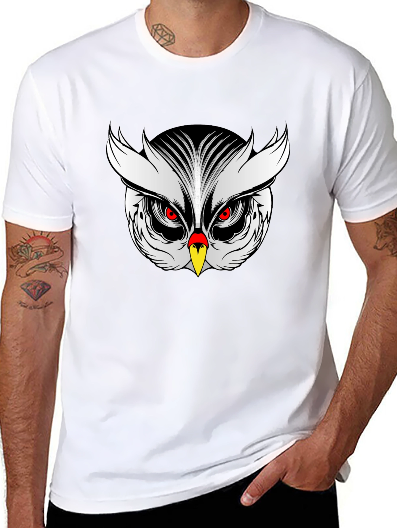 Owl Graphic Print Black T-Shirt