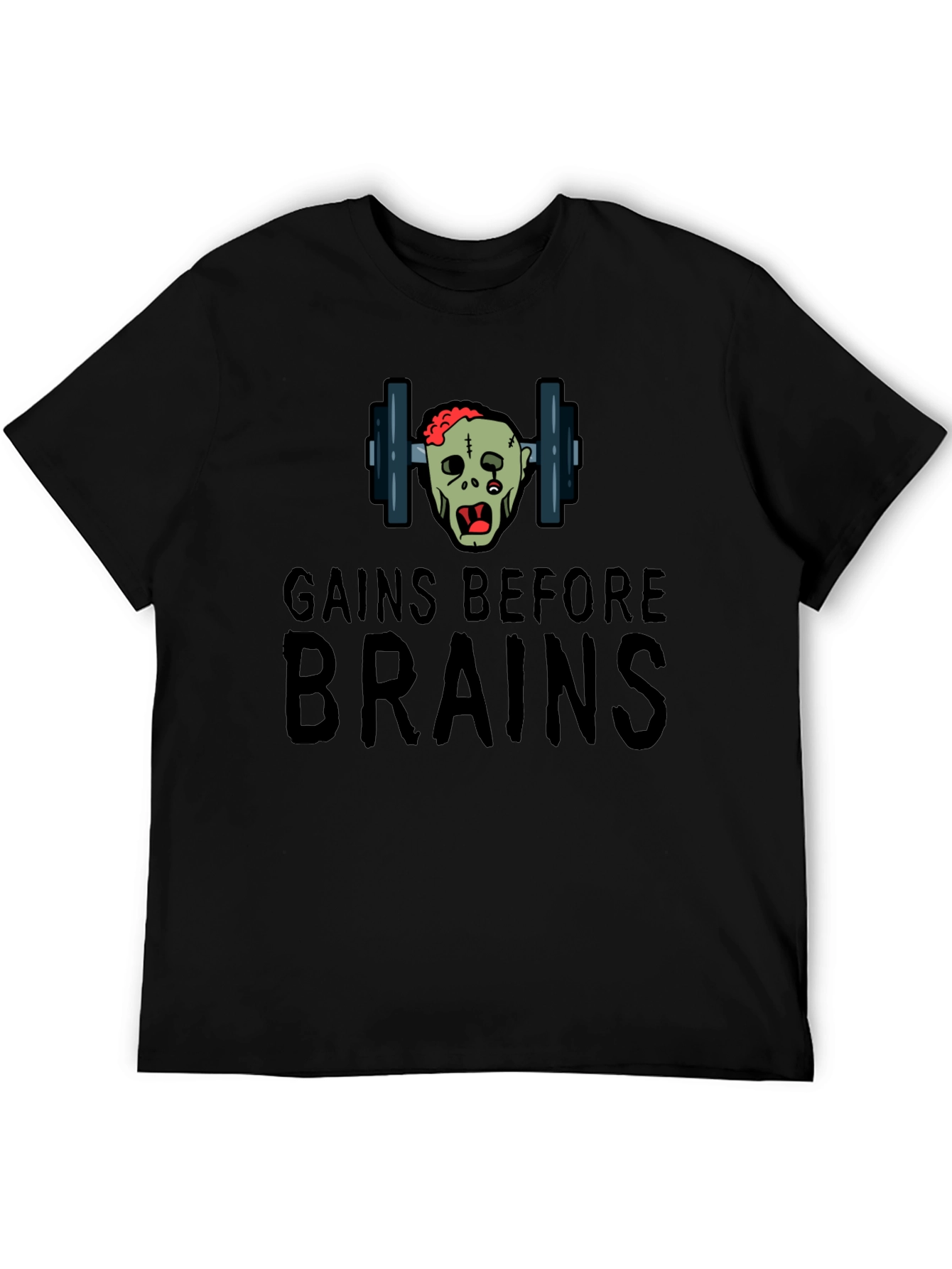 Gains Before Brains Zombie Workout T-Shirt