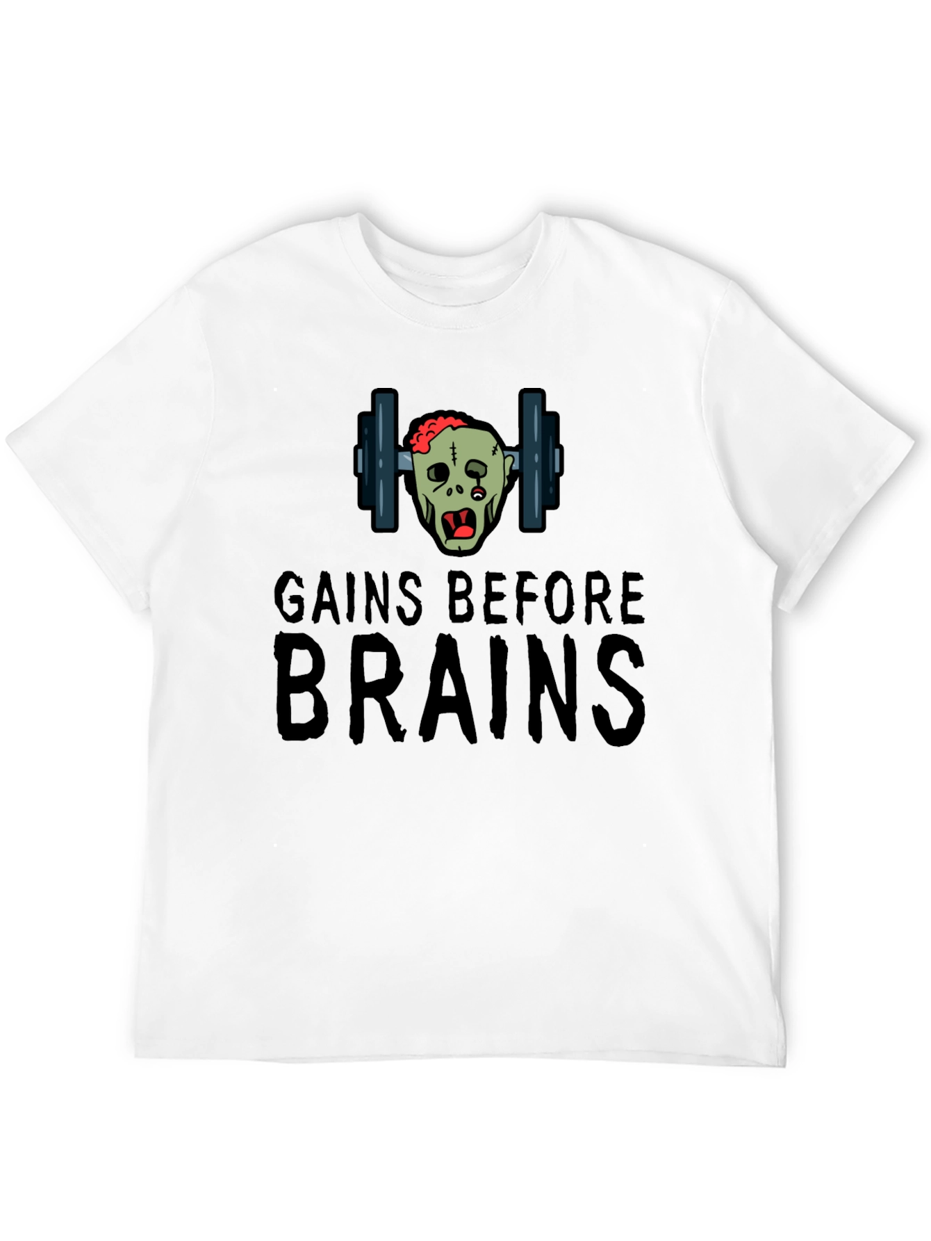 Gains Before Brains Zombie Workout T-Shirt