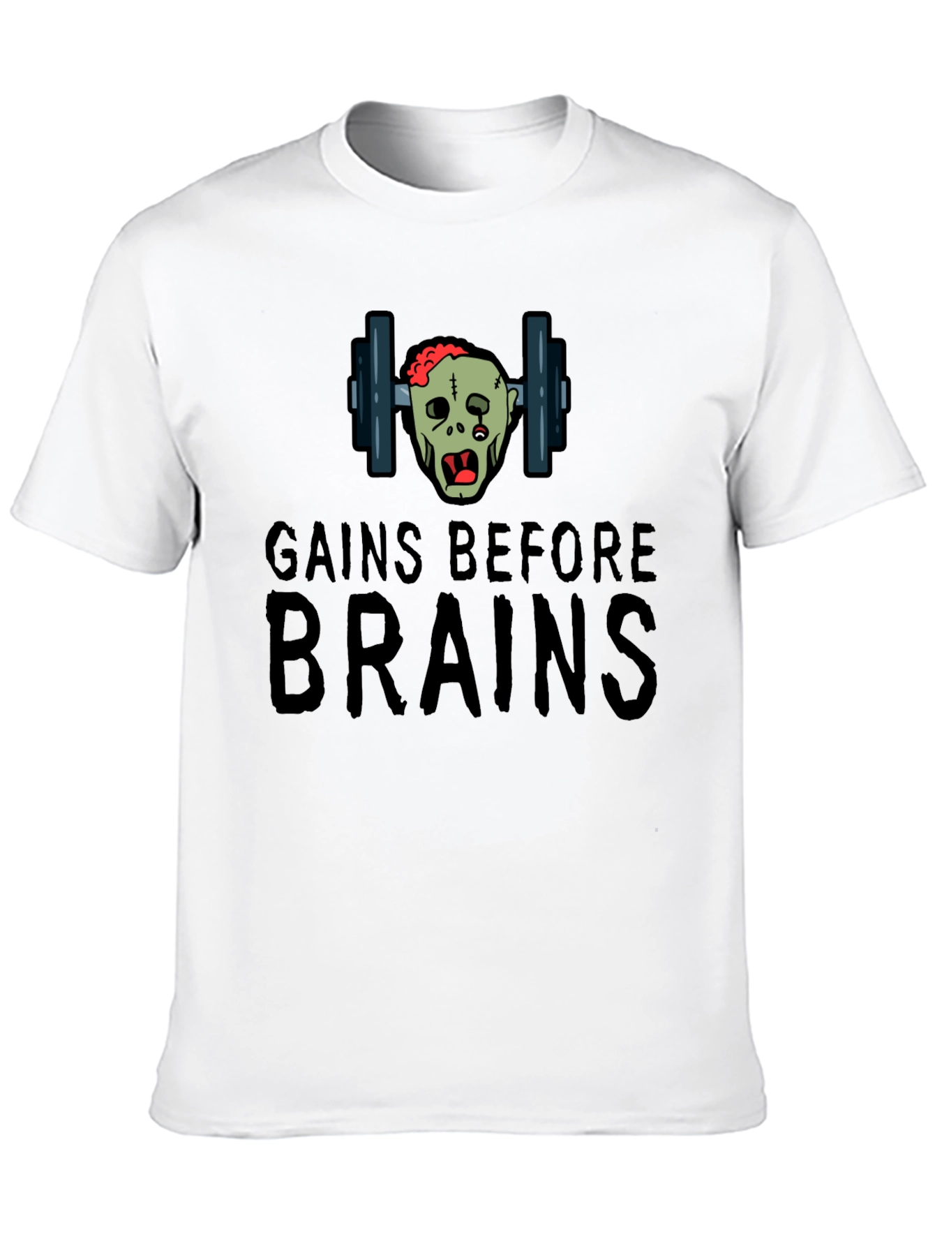 Gains Before Brains Zombie Workout T-Shirt