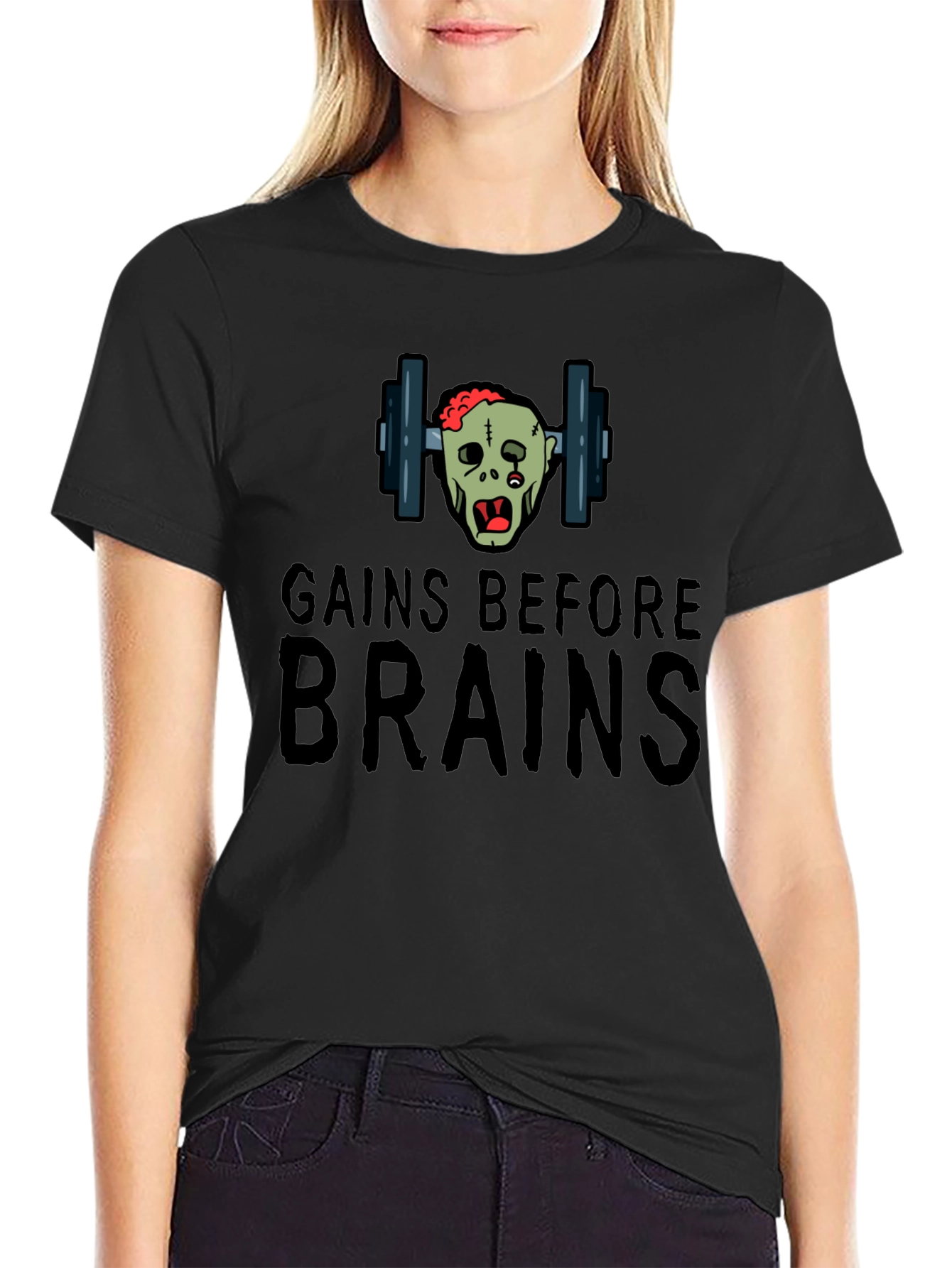 Gains Before Brains Zombie Workout T-Shirt