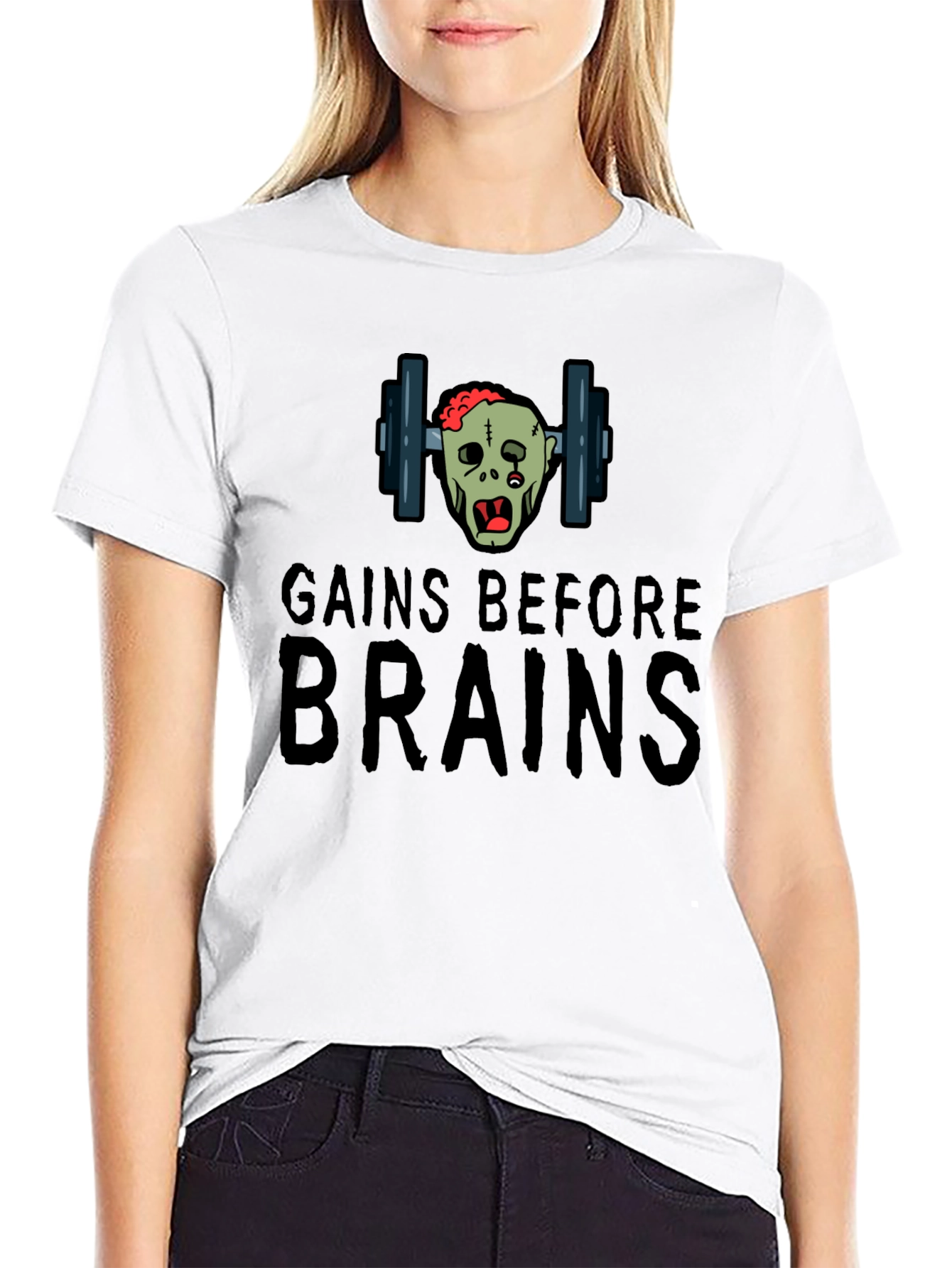 Gains Before Brains Zombie Workout T-Shirt