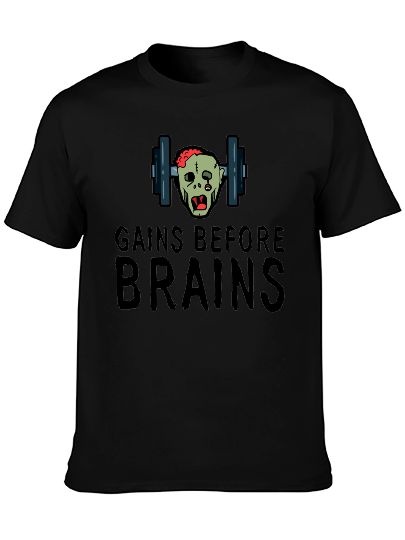 Gains Before Brains Zombie Workout T-Shirt