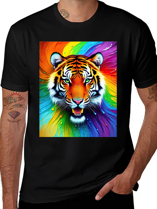 Rainbow Tiger Graphic Tee - Bold Animal Print