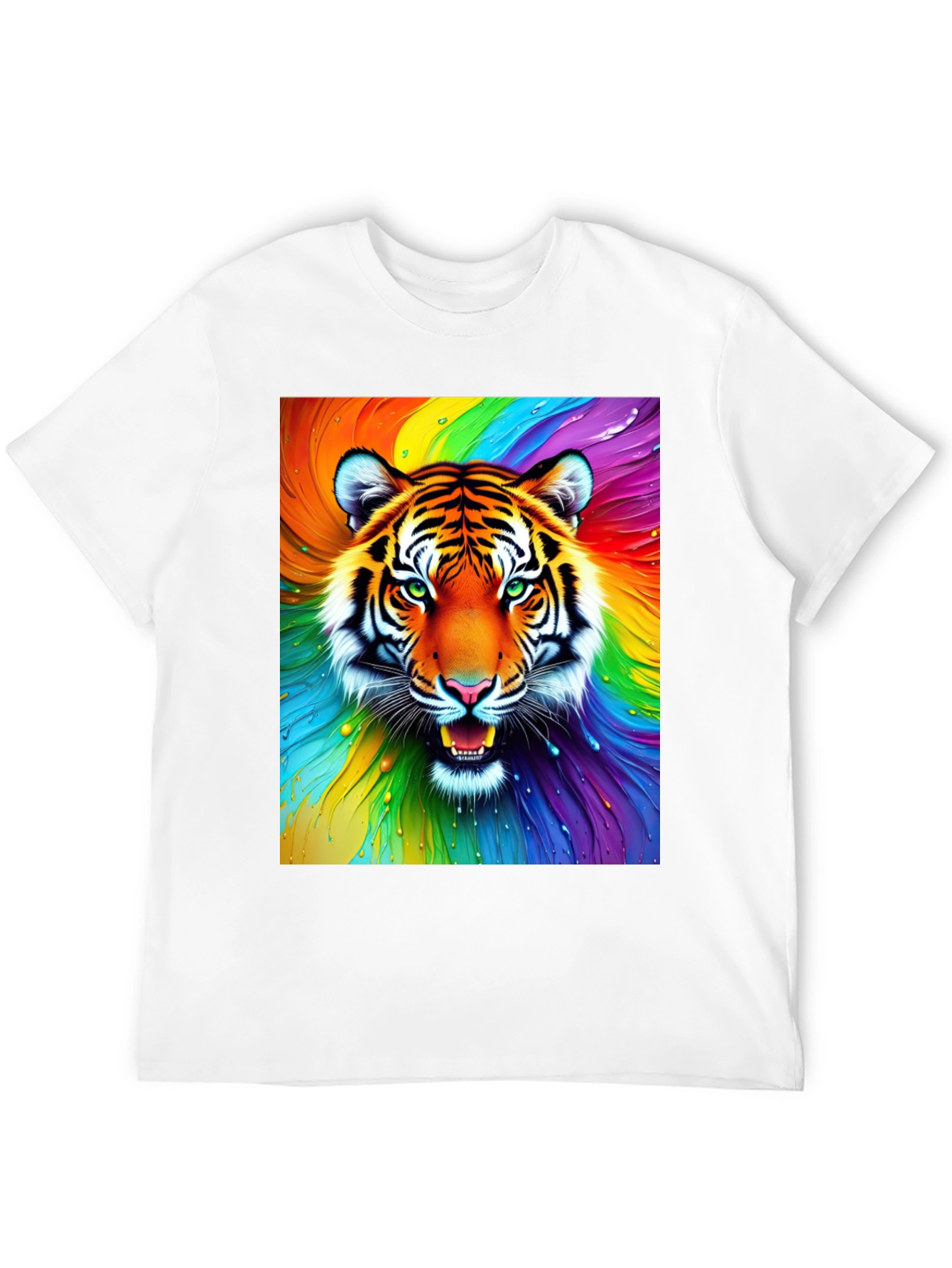 Rainbow Tiger Graphic Tee - Bold Animal Print
