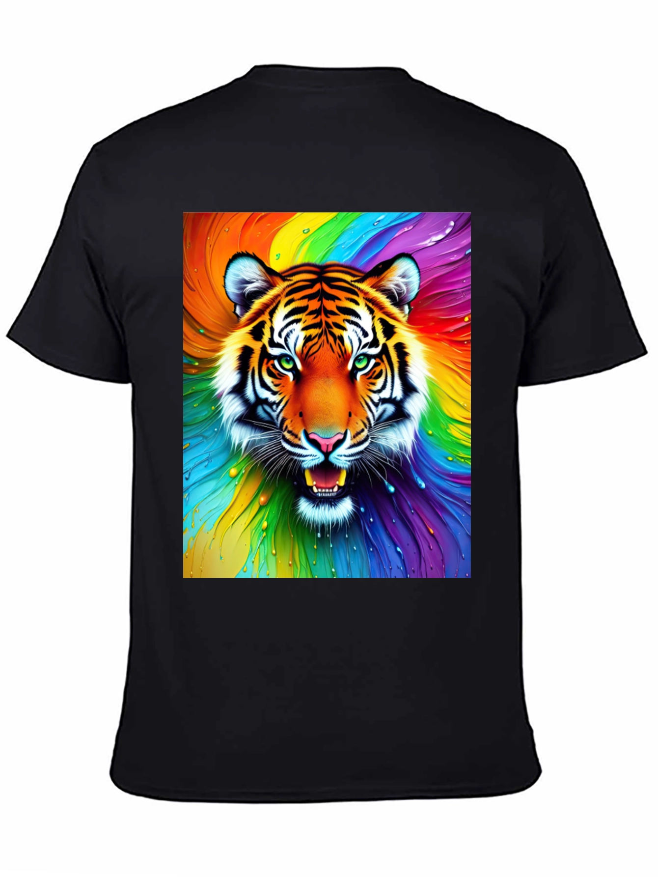 Rainbow Tiger Graphic Tee - Bold Animal Print
