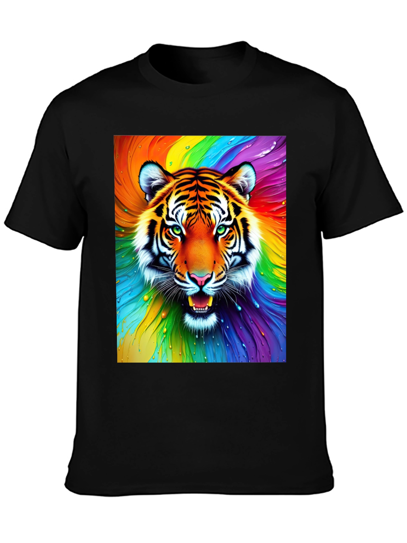 Rainbow Tiger Graphic Tee - Bold Animal Print