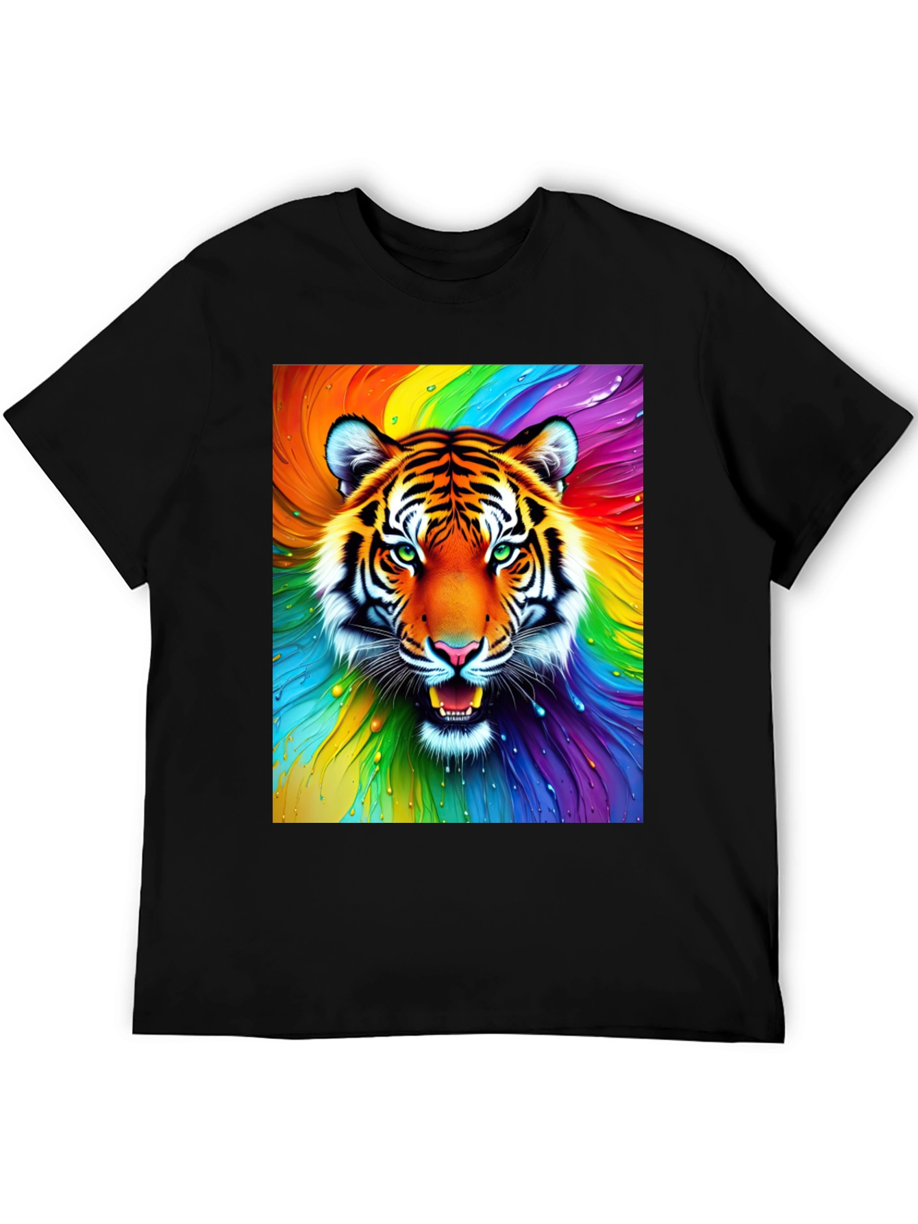 Rainbow Tiger Graphic Tee - Bold Animal Print