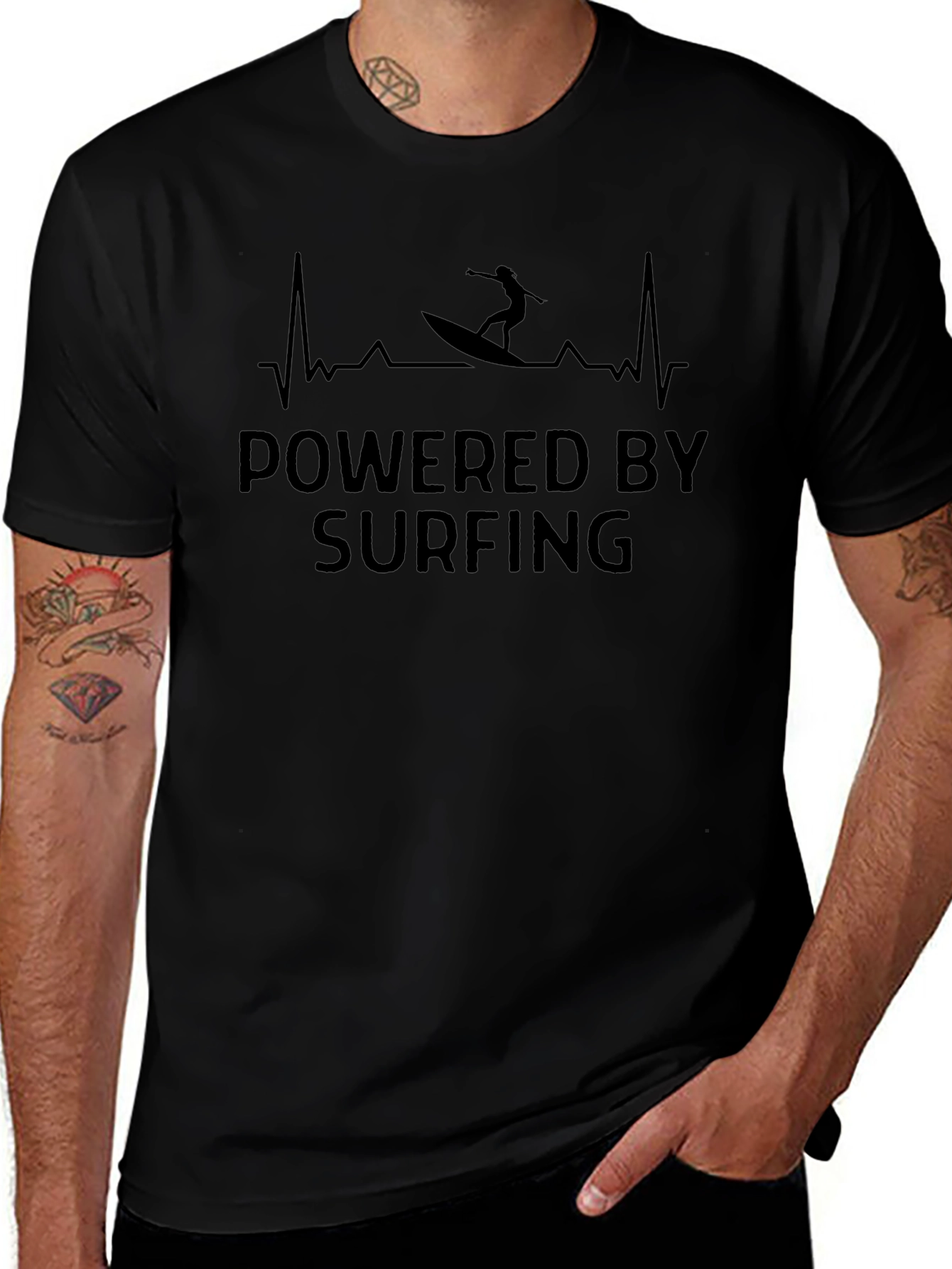 Powered by Surfing Black T-Shirt